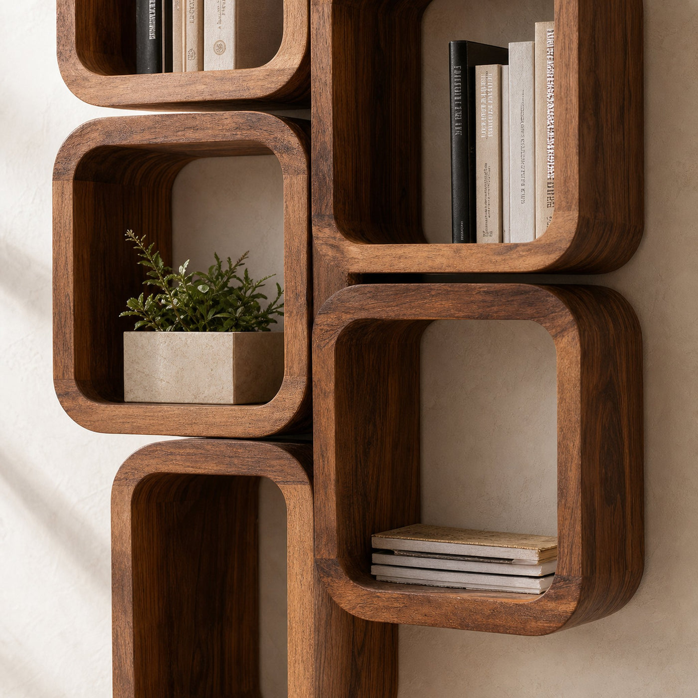 Modern Wall Mounted Bookshelf With Square Design For Living Room - product view 4