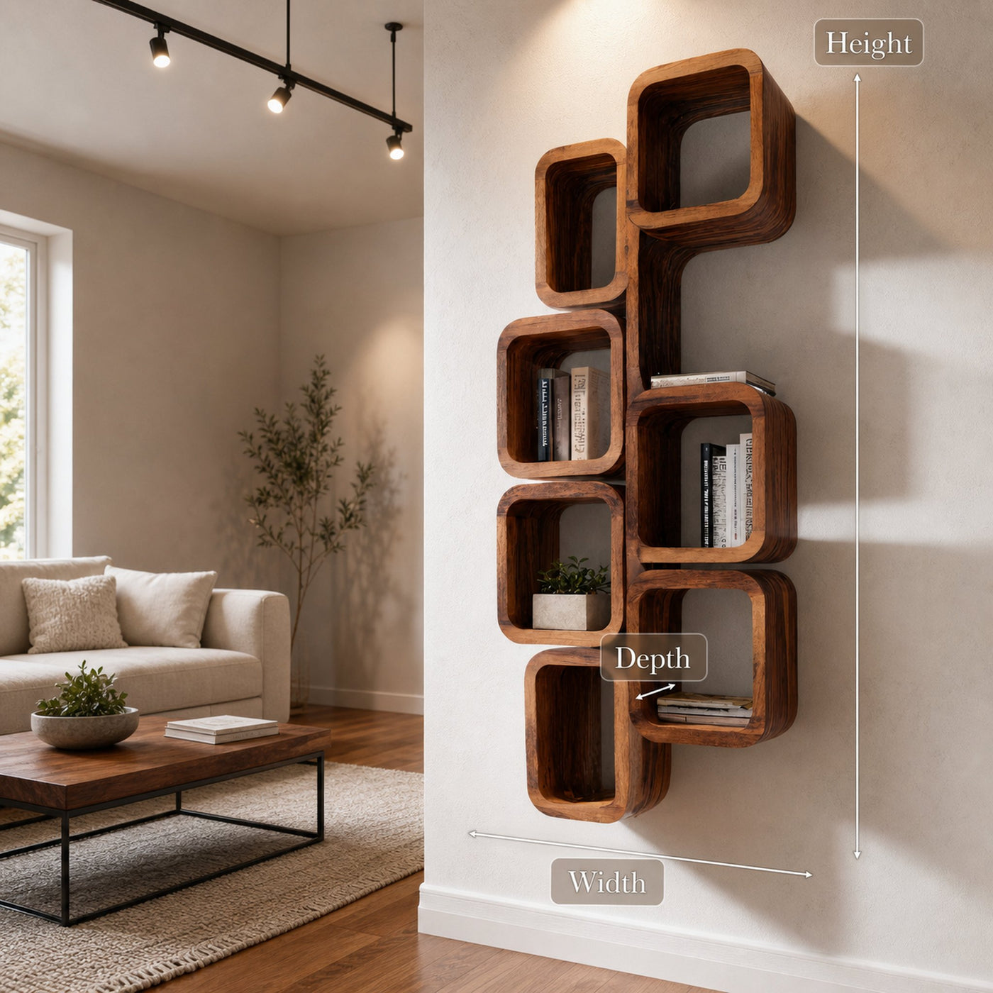 Modern Wall Mounted Bookshelf With Square Design For Living Room - product view 6