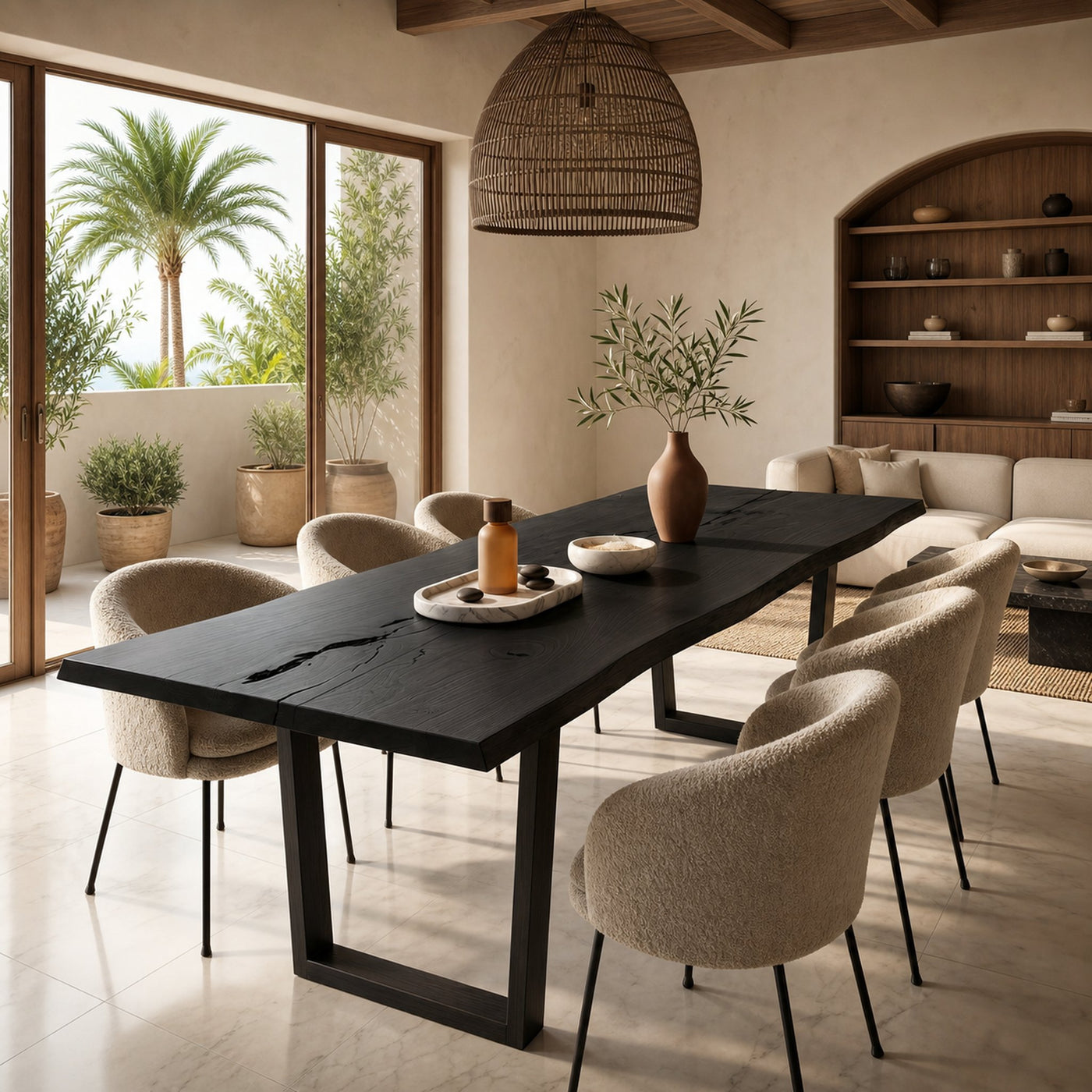 Modern Walnut Dining Table With Minimalist U Shape Base For Dining Room - product view 4