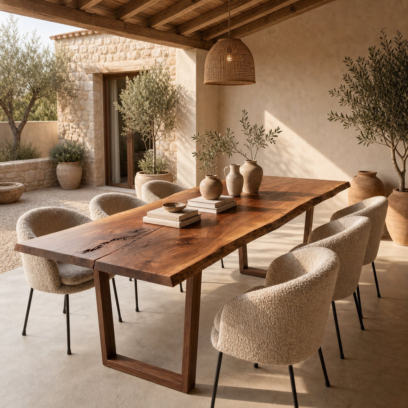 Modern Walnut Dining Table With Minimalist U Shape Base For Dining Room - product view 6
