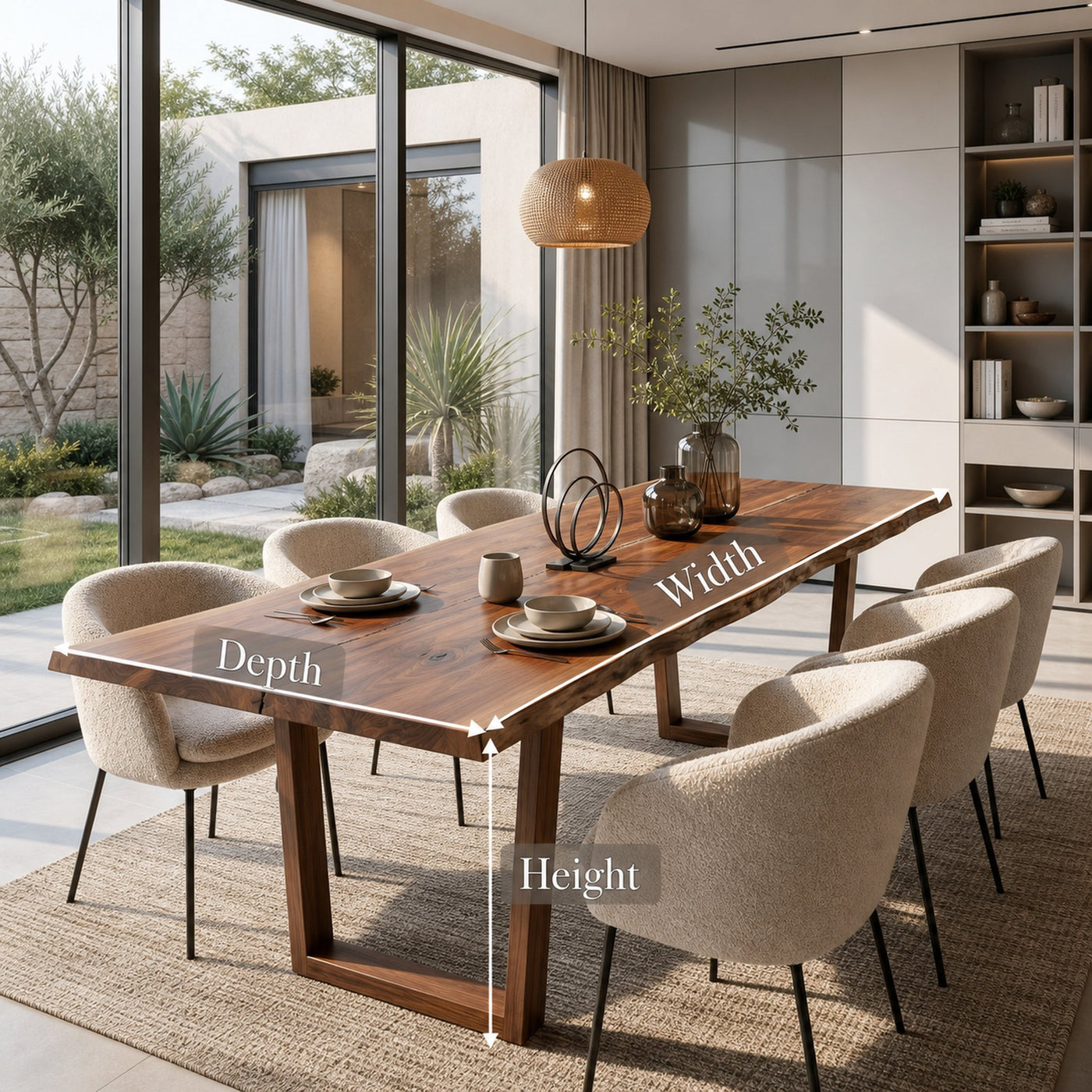 Modern Walnut Dining Table With Minimalist U Shape Base For Dining Room - product view 8
