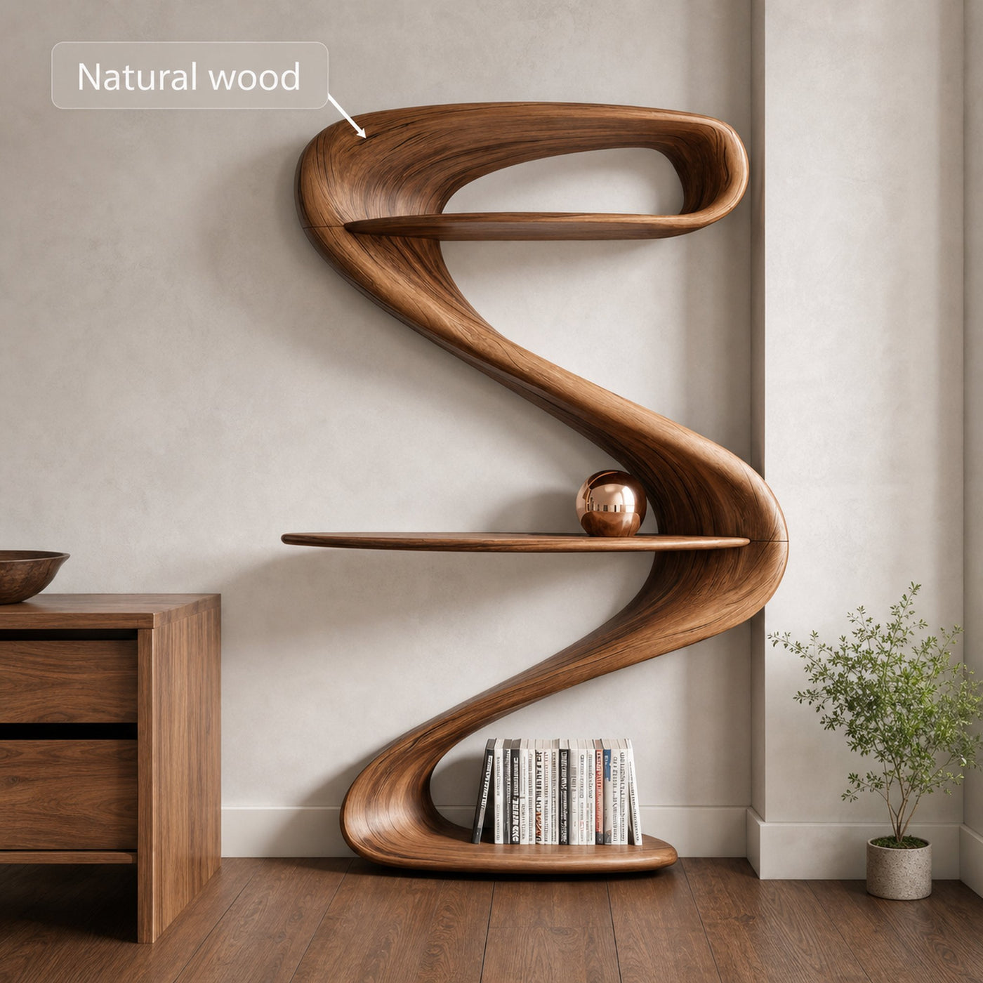 Modern Wave Bookshelf For Living Room Or Contemporary Interior - product view 6