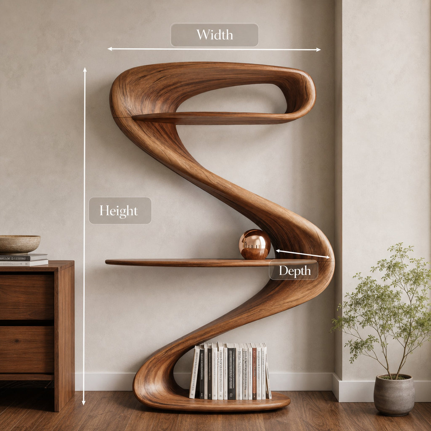 Modern Wave Bookshelf For Living Room Or Contemporary Interior - product view 8