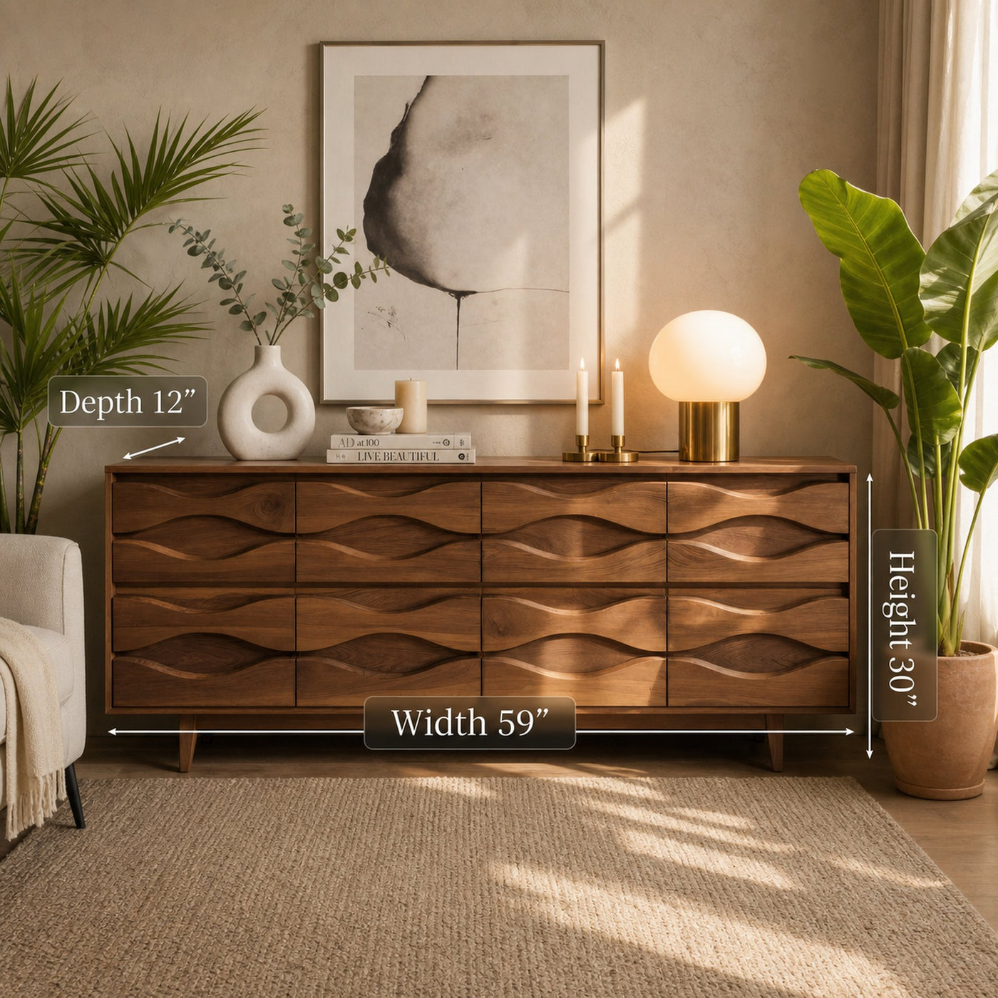 Modern Wave Dresser For Bedroom Or Living Room - product view 6