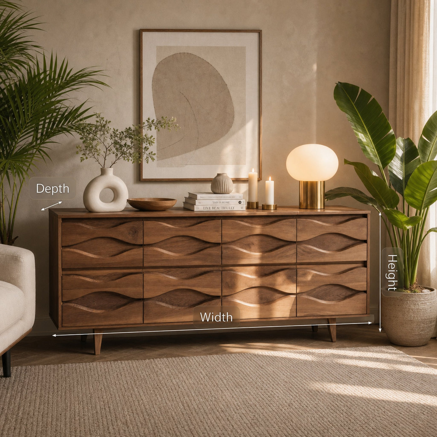Modern Wave Dresser For Bedroom Or Living Room - product view 7