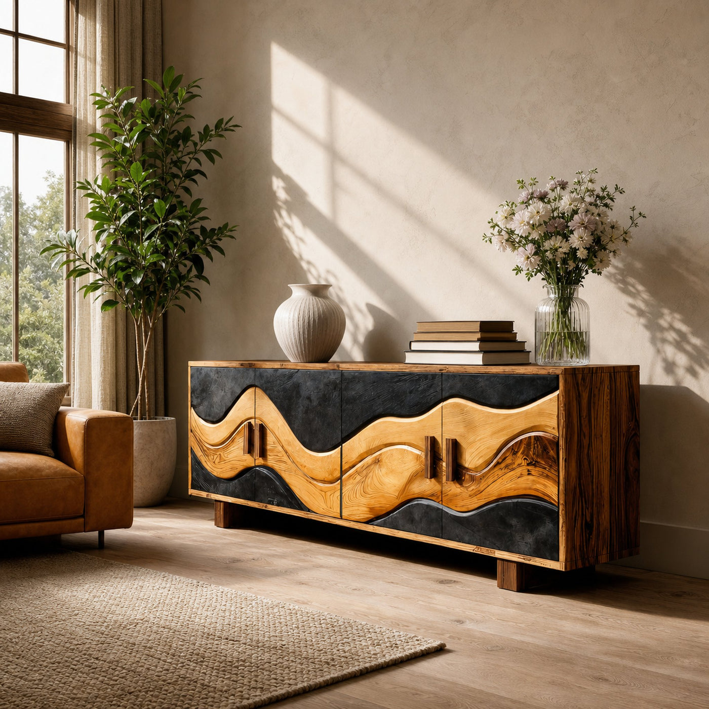 Modern Wave Sideboard For Hallway