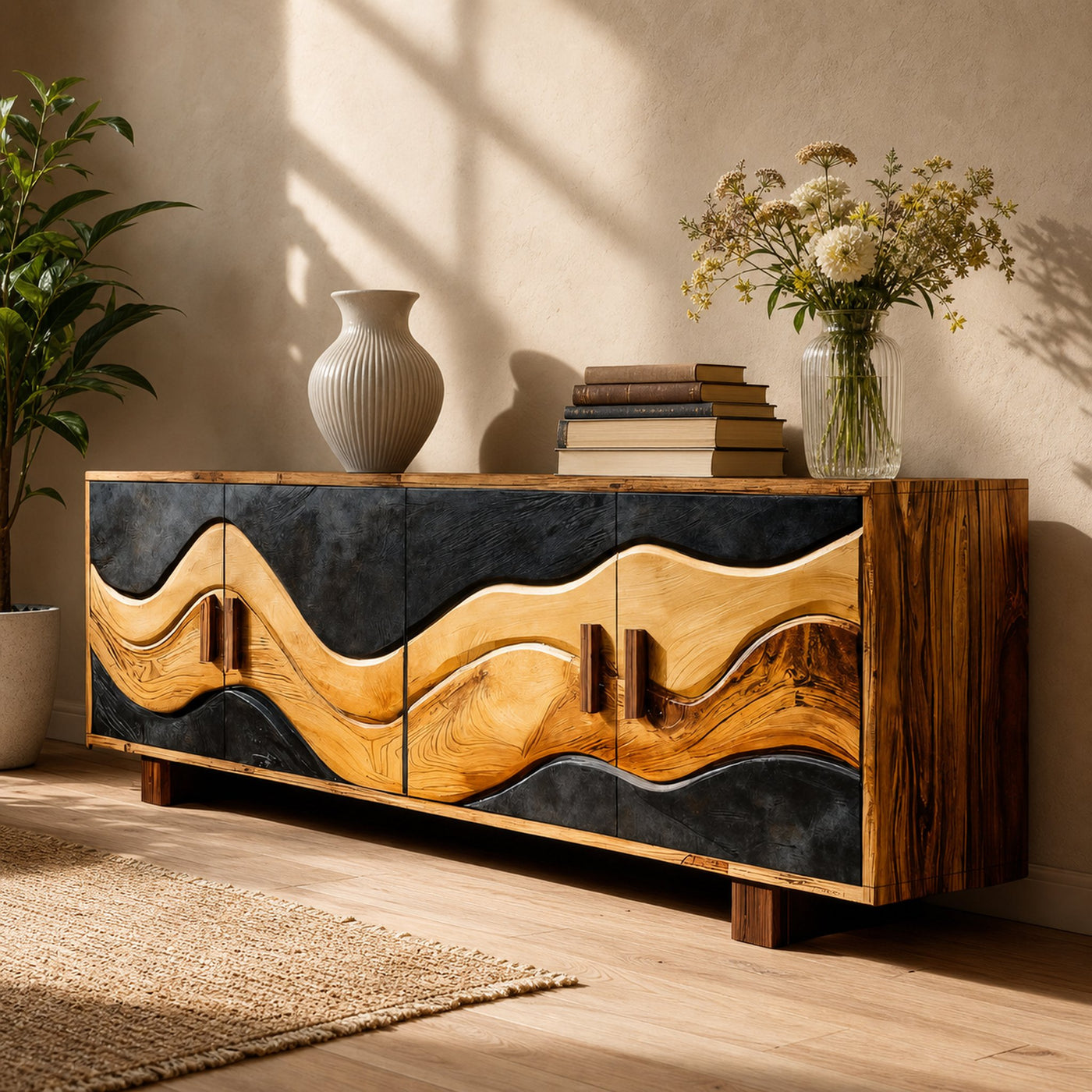 Modern Wave Sideboard For Hallway - product view 2