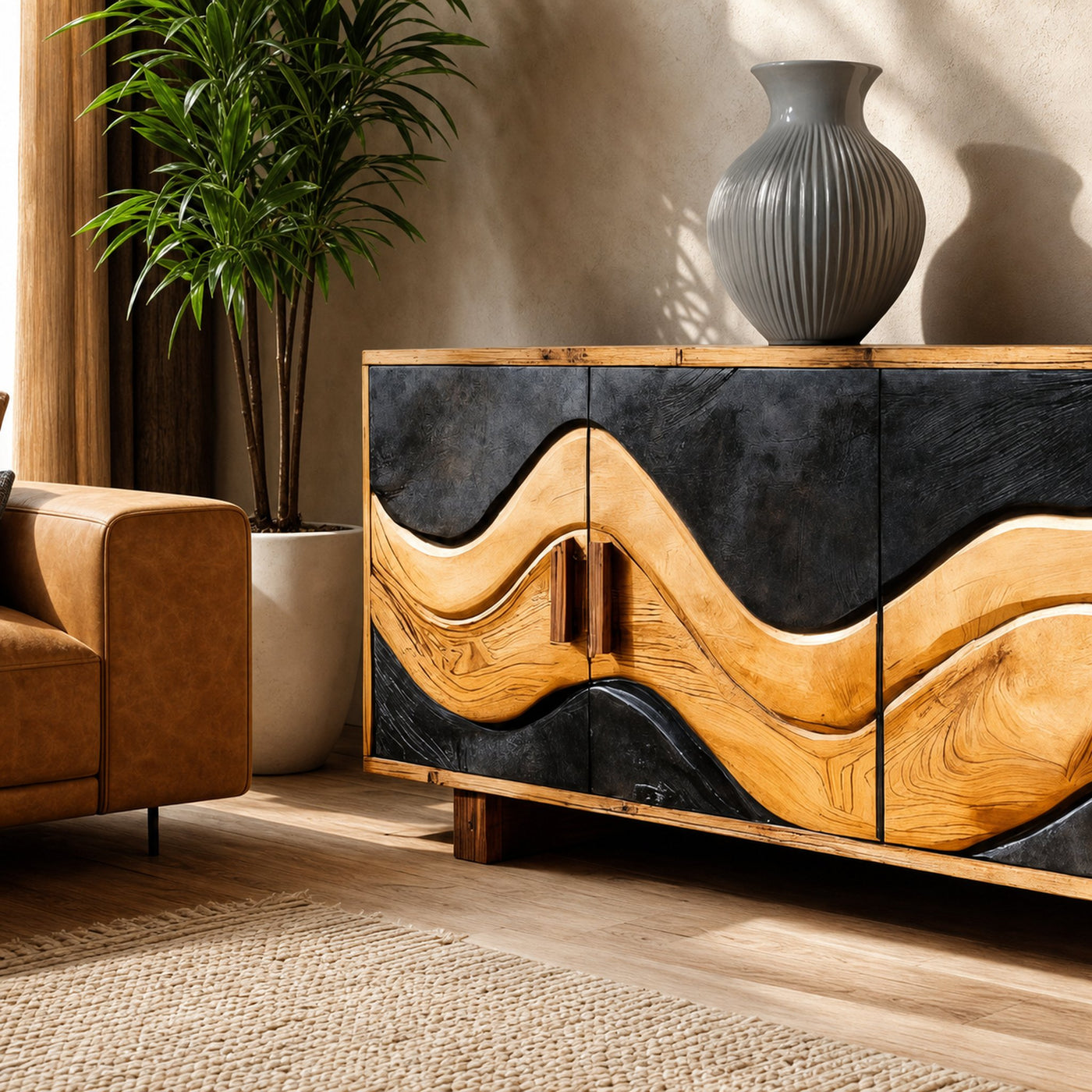 Modern Wave Sideboard For Hallway - product view 3