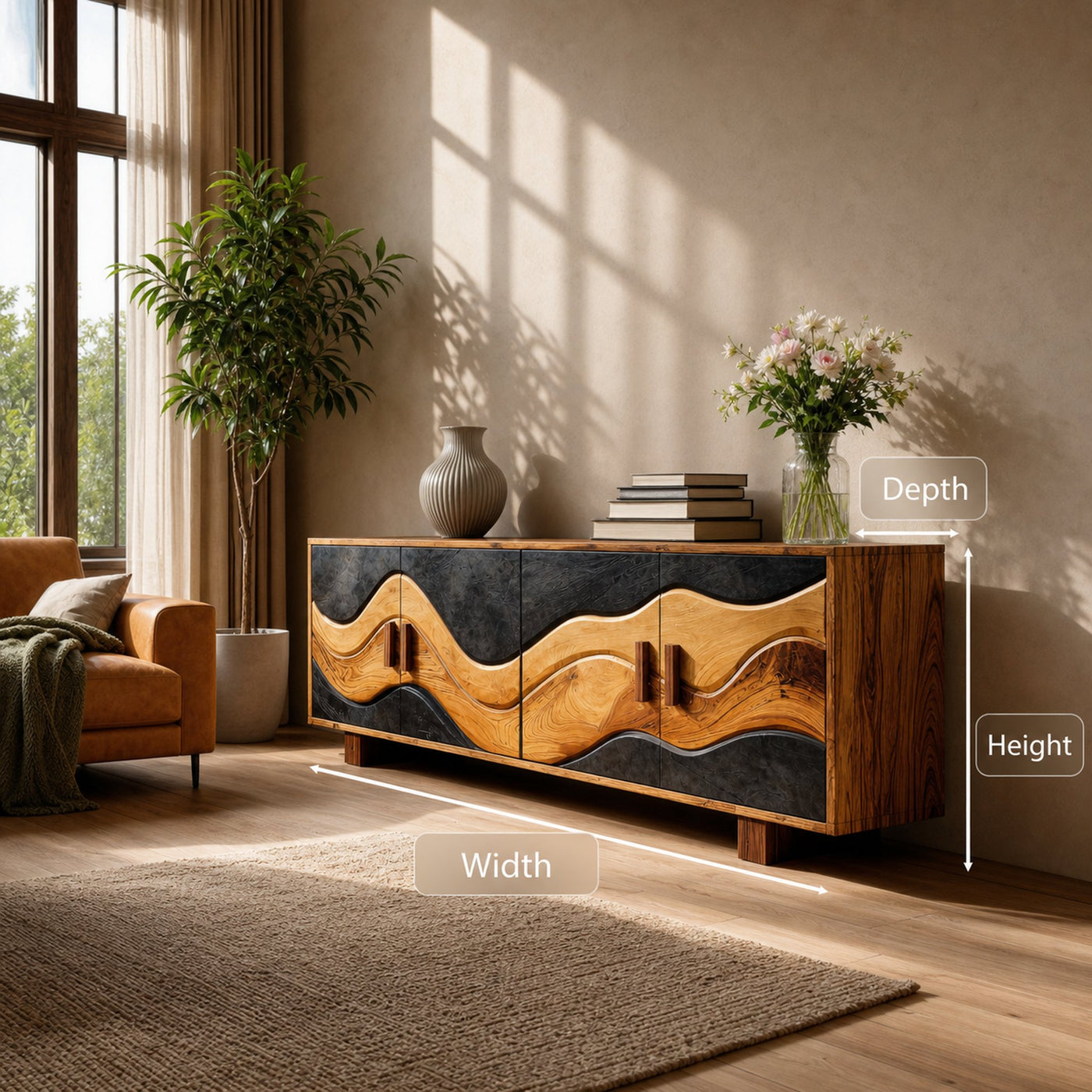 Modern Wave Sideboard For Hallway - product view 6