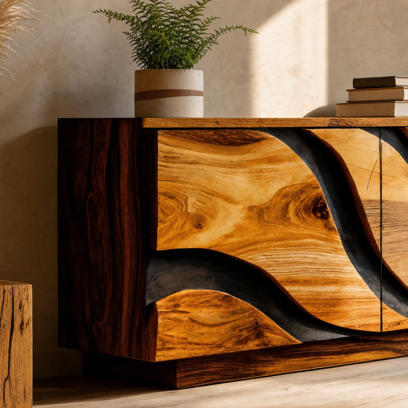 Modern Wave Sideboard For Living Room - product view 3