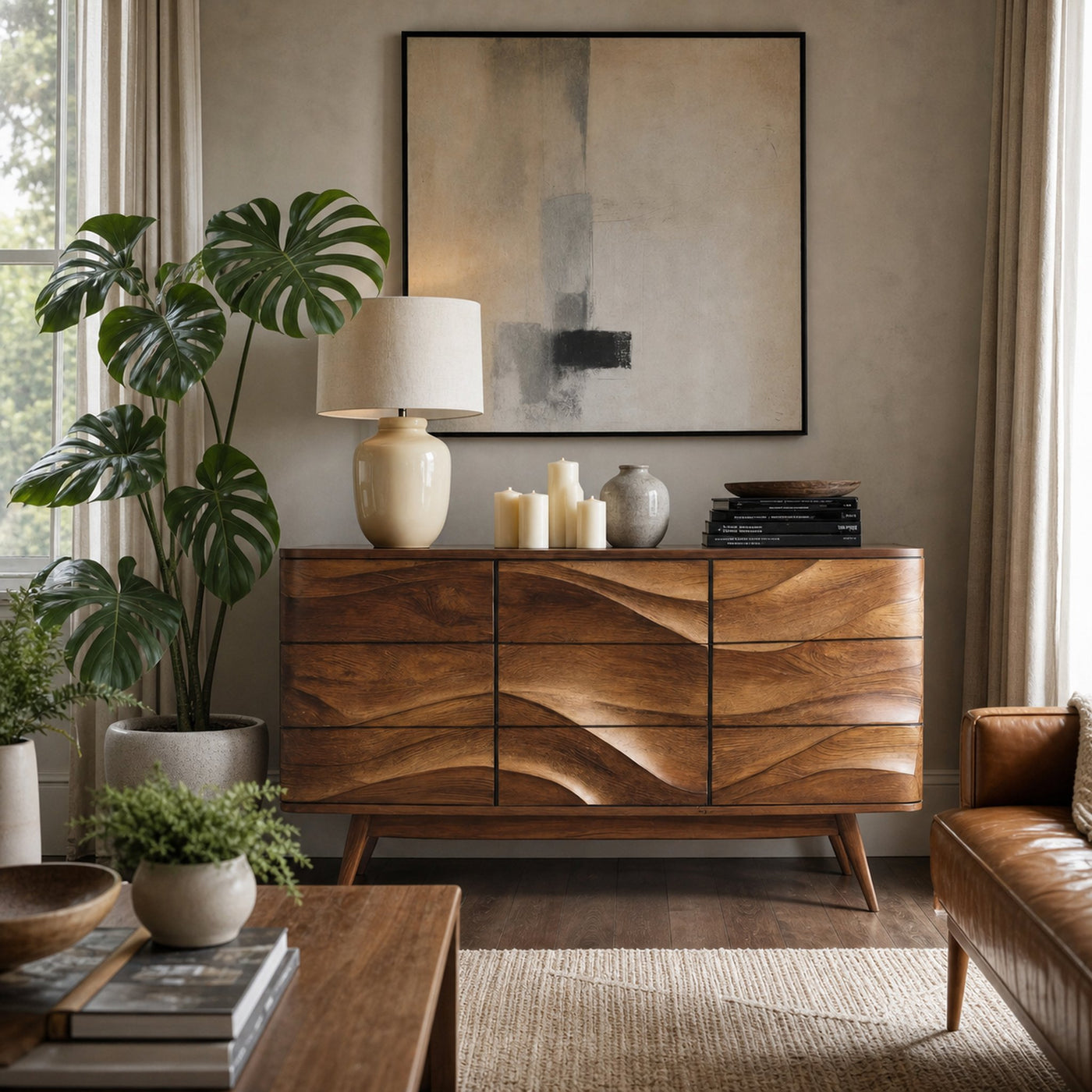 Modern Wavy Sideboard For Living Room Or Dining