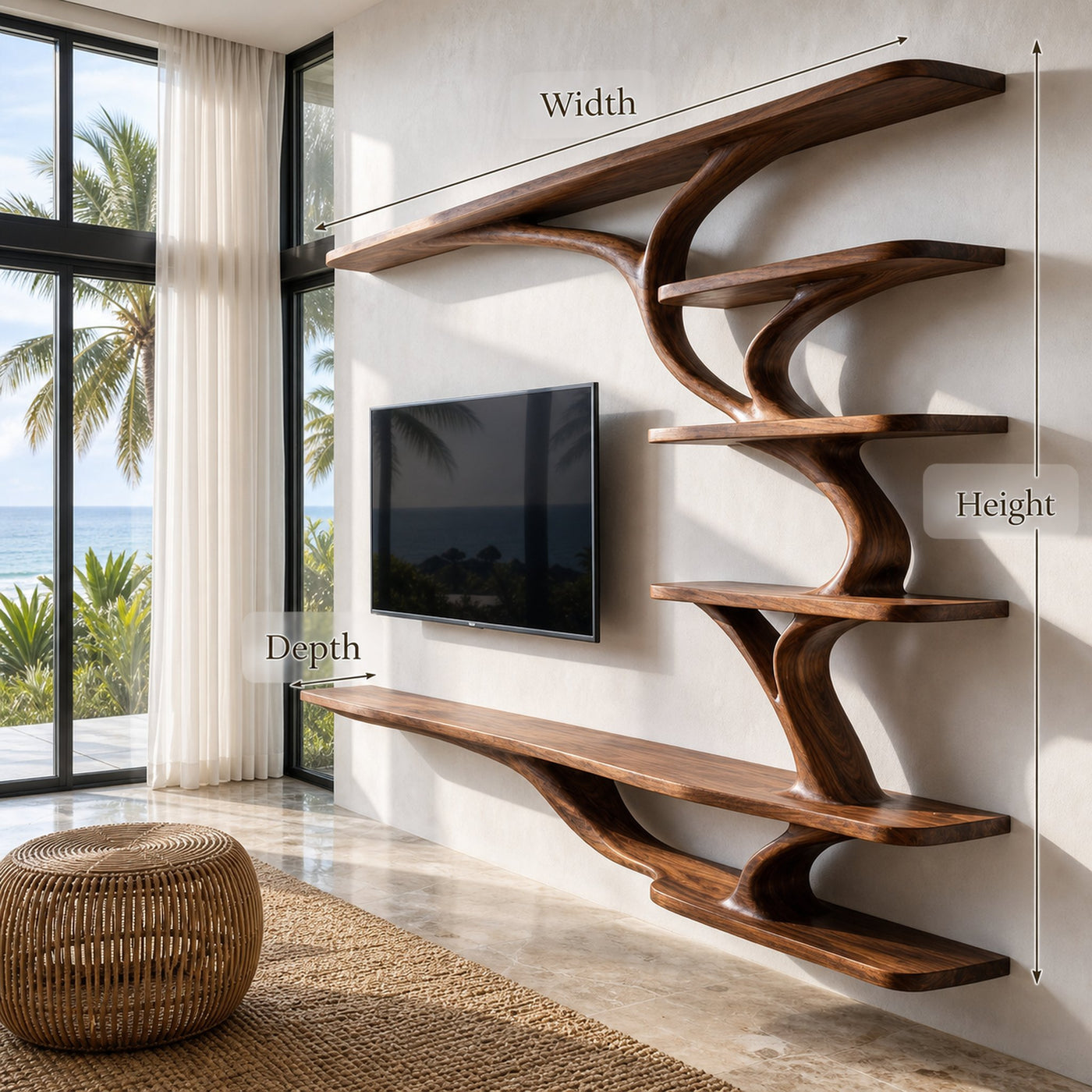 Modern Wood Wall Mounted TV Shelf For Home Style - product view 8