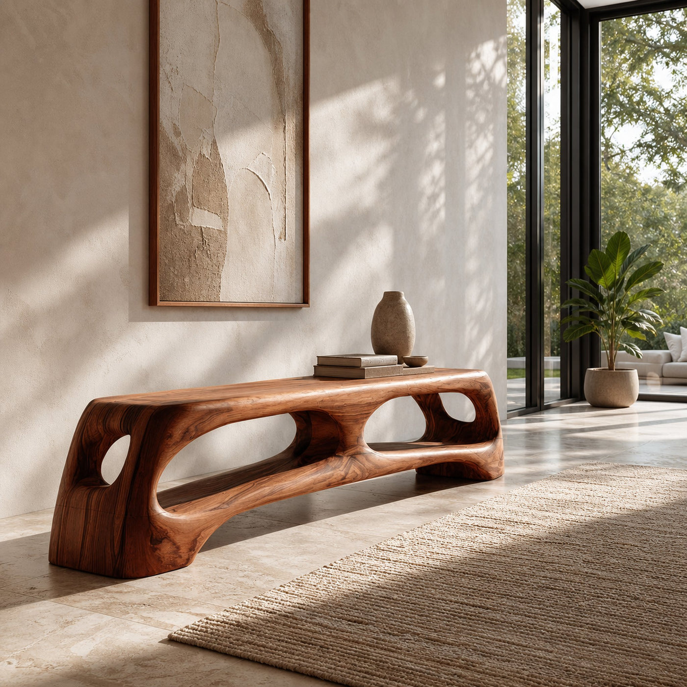 Modern Wooden Bench With 2 Tiers For Living Room - product view 6