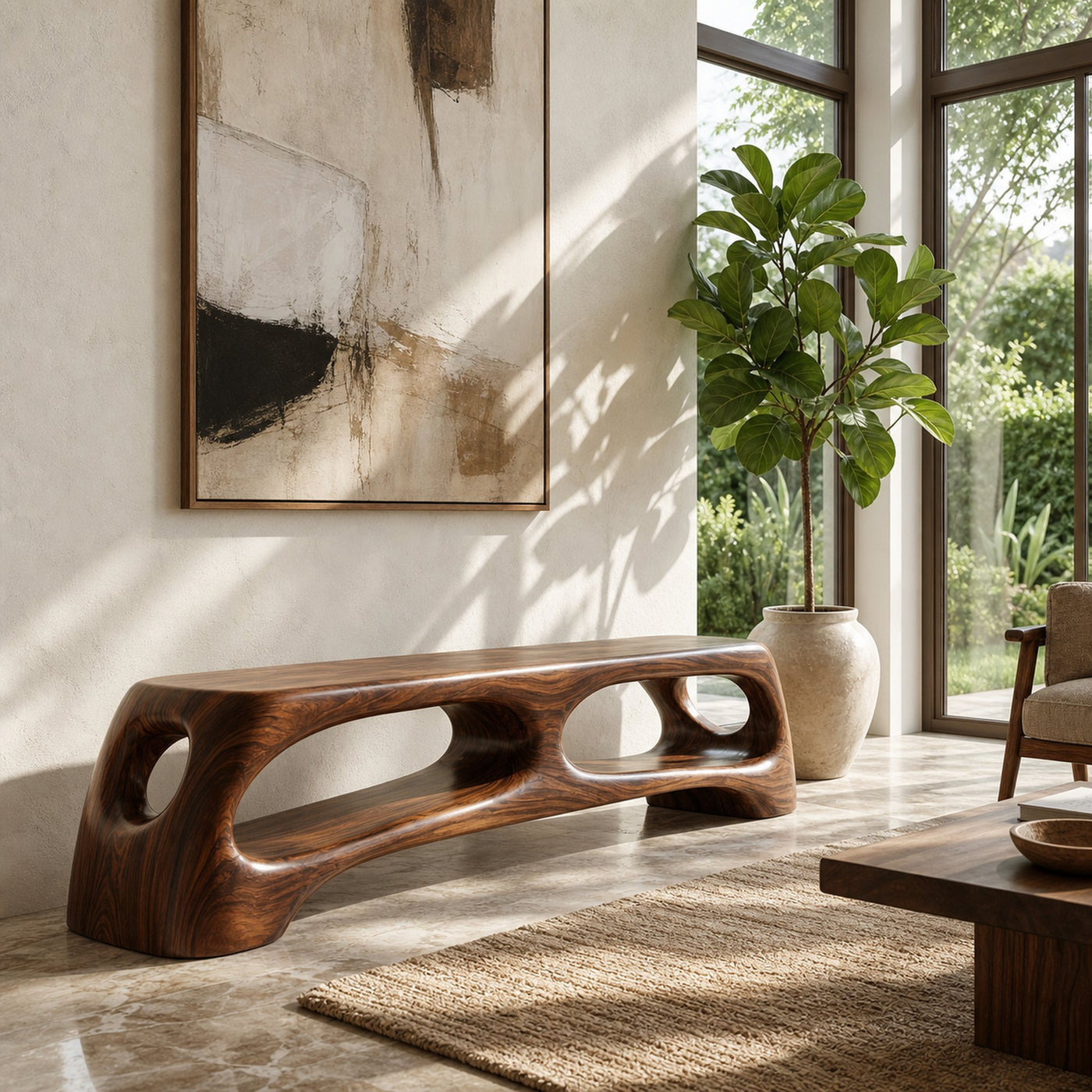 Modern Wooden Bench With 2 Tiers For Living Room - product view 7