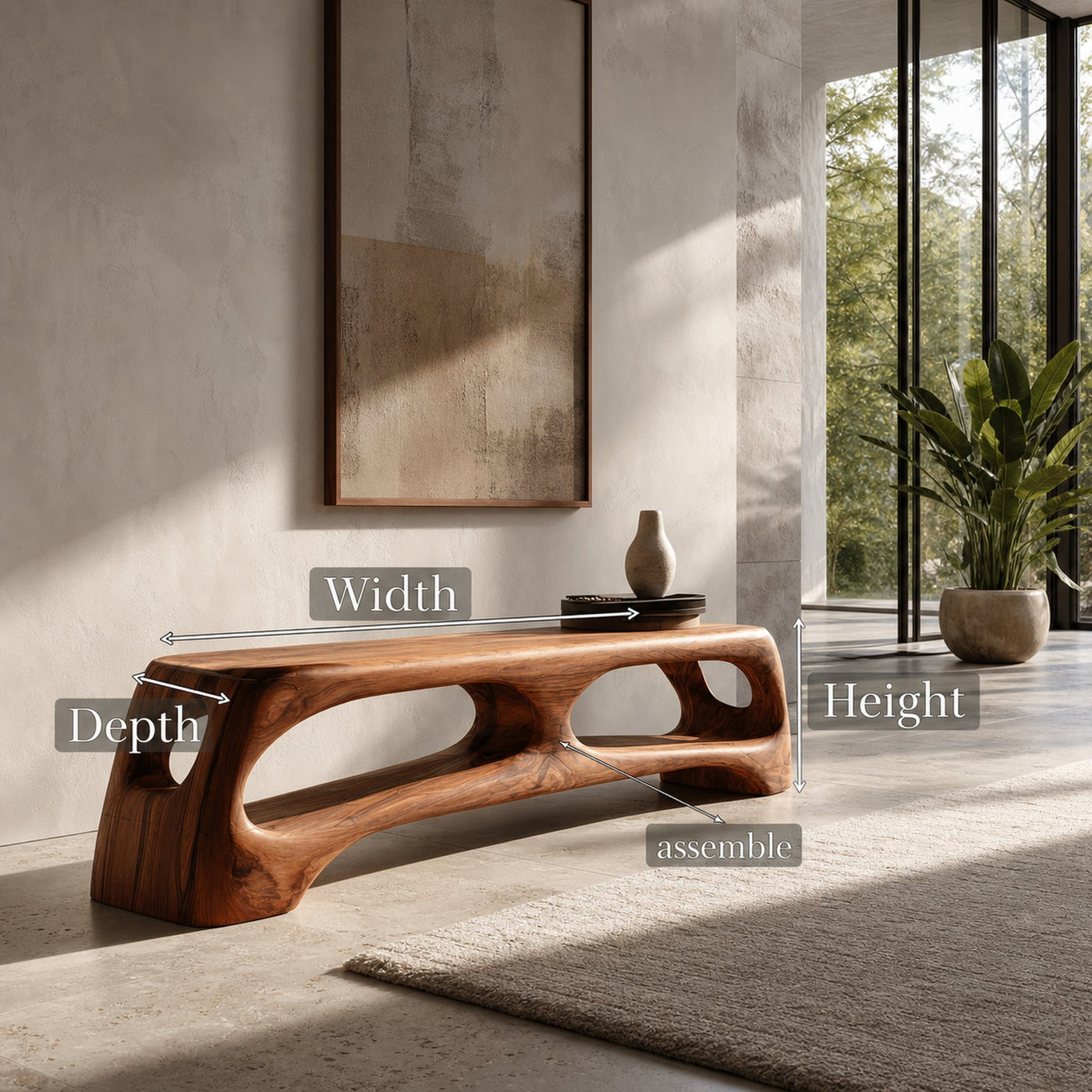 Modern Wooden Bench With 2 Tiers For Living Room - product view 8