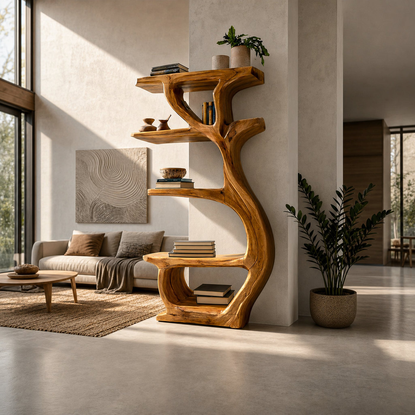 Modern Wooden Branch Tree Bookshelf For Living Room - product view 6