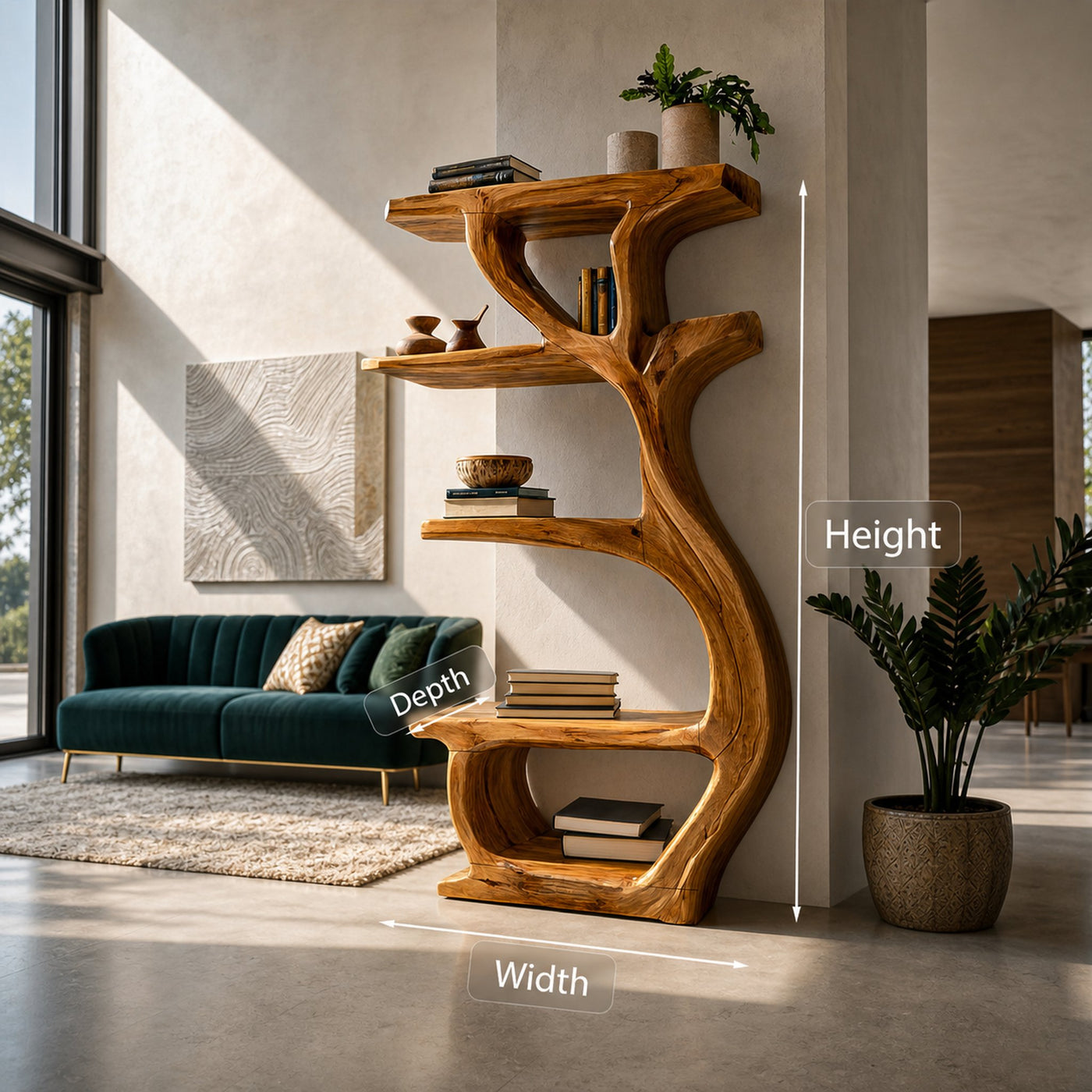 Modern Wooden Branch Tree Bookshelf For Living Room - product view 9