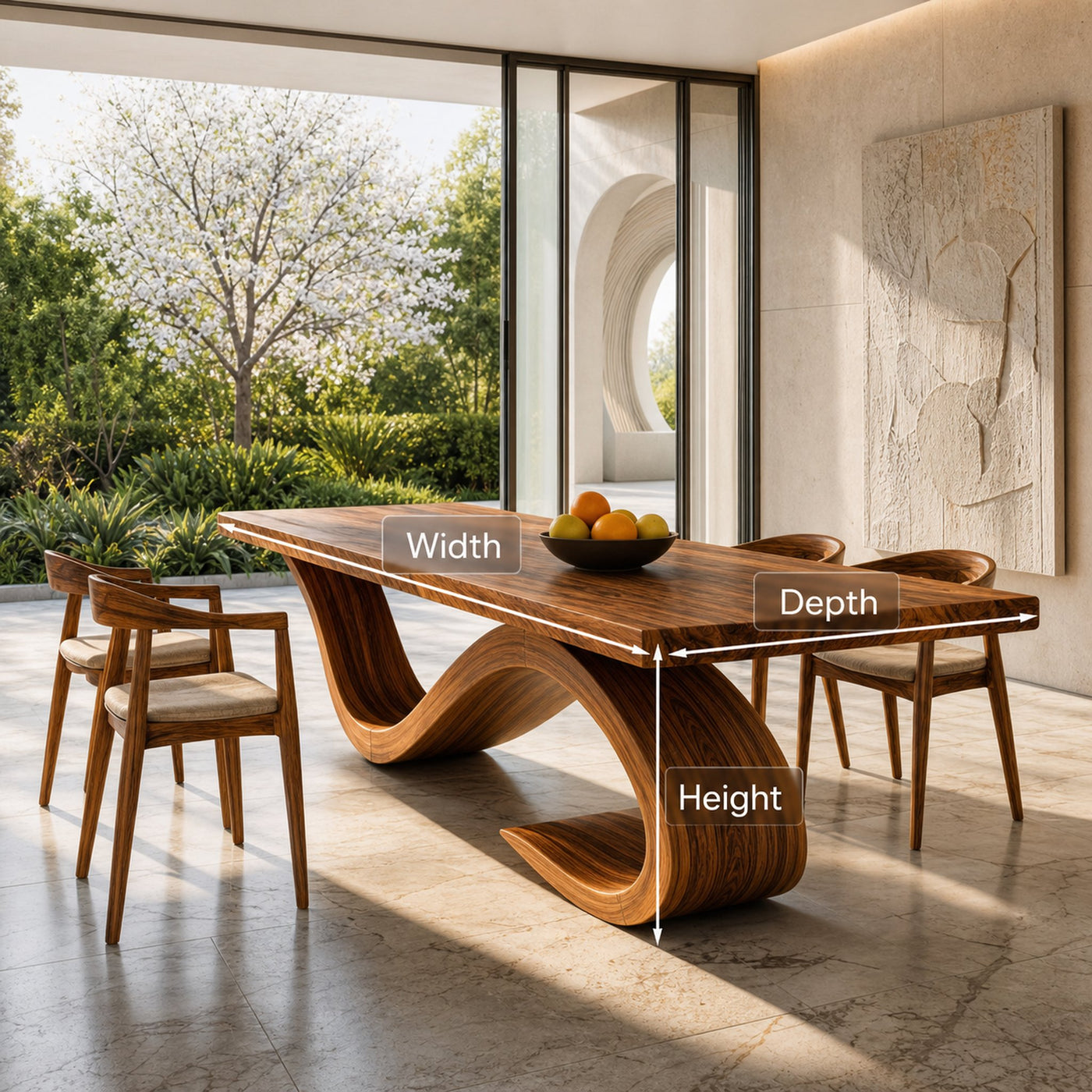 Modern Wooden Dining Table With Curved Base For Dining Area - product view 8
