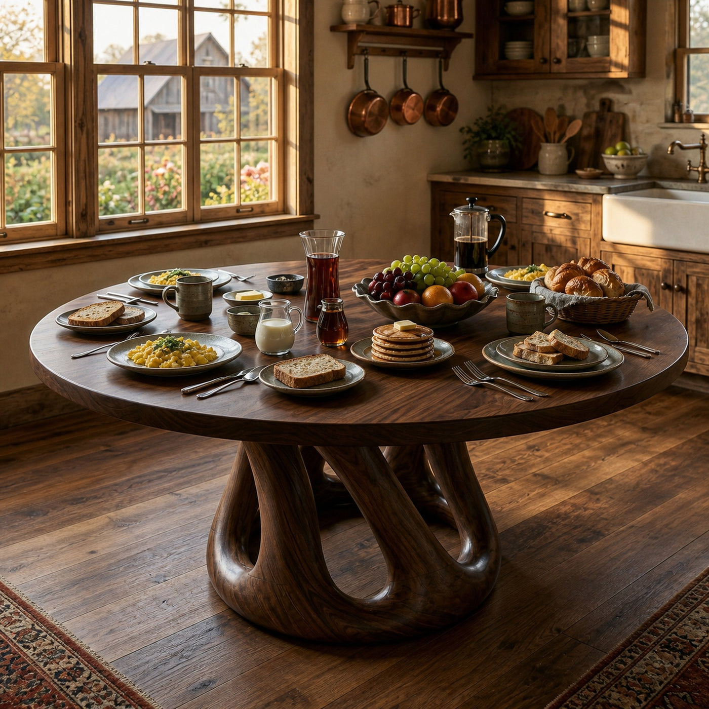 Modern Wooden Dining Table With Pedestal Base For Kitchen - product view 7