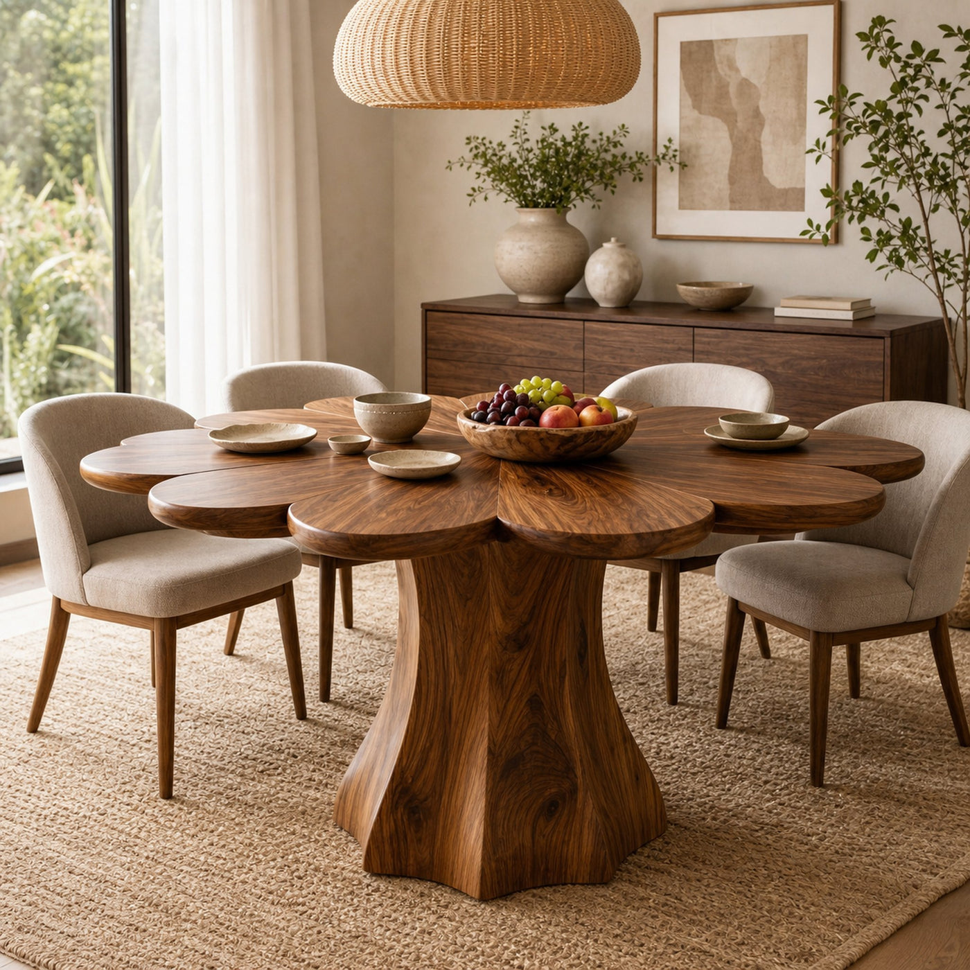 Modern Wooden Dining Table With Petal Top For Dining Area - product view 6