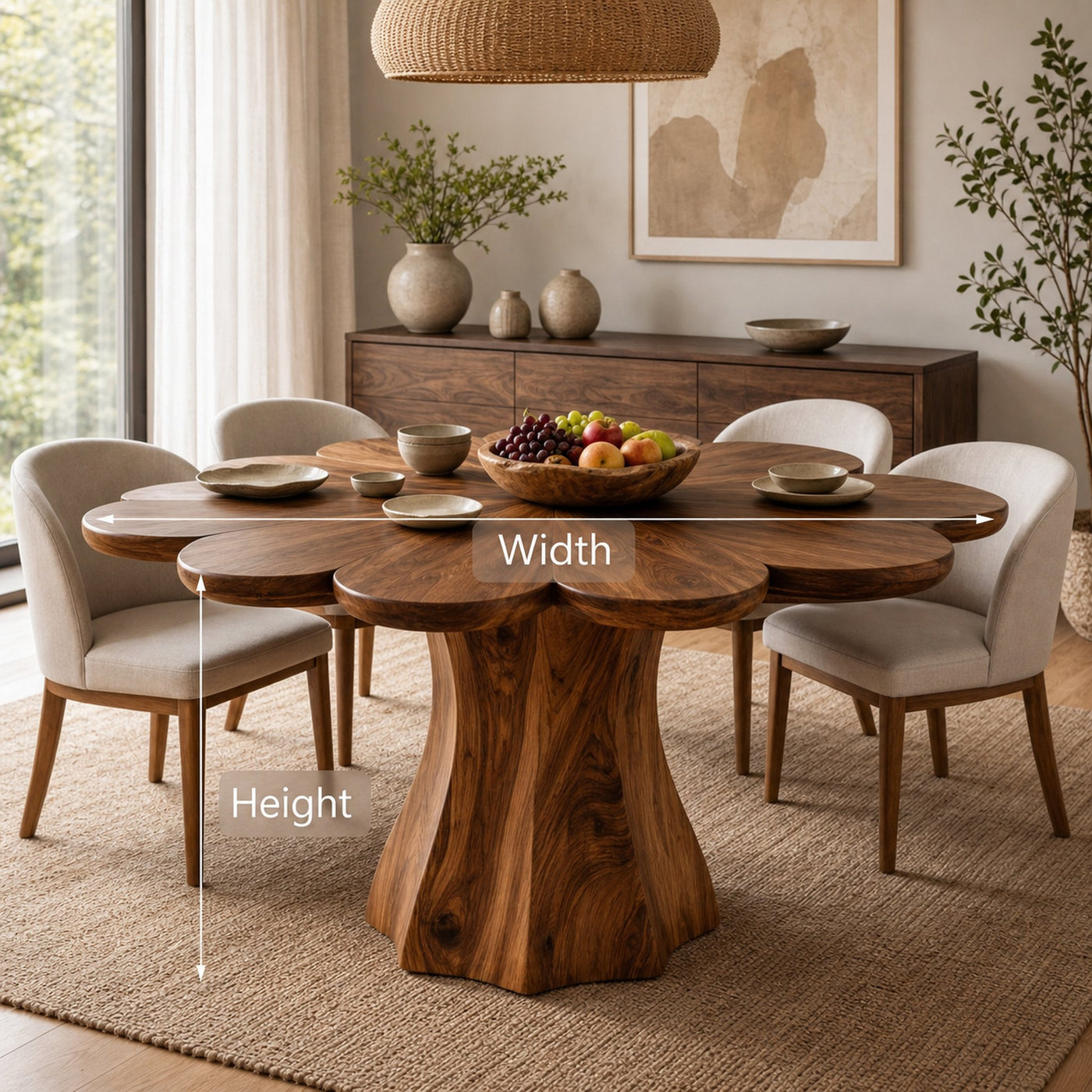 Modern Wooden Dining Table With Petal Top For Dining Area - product view 8