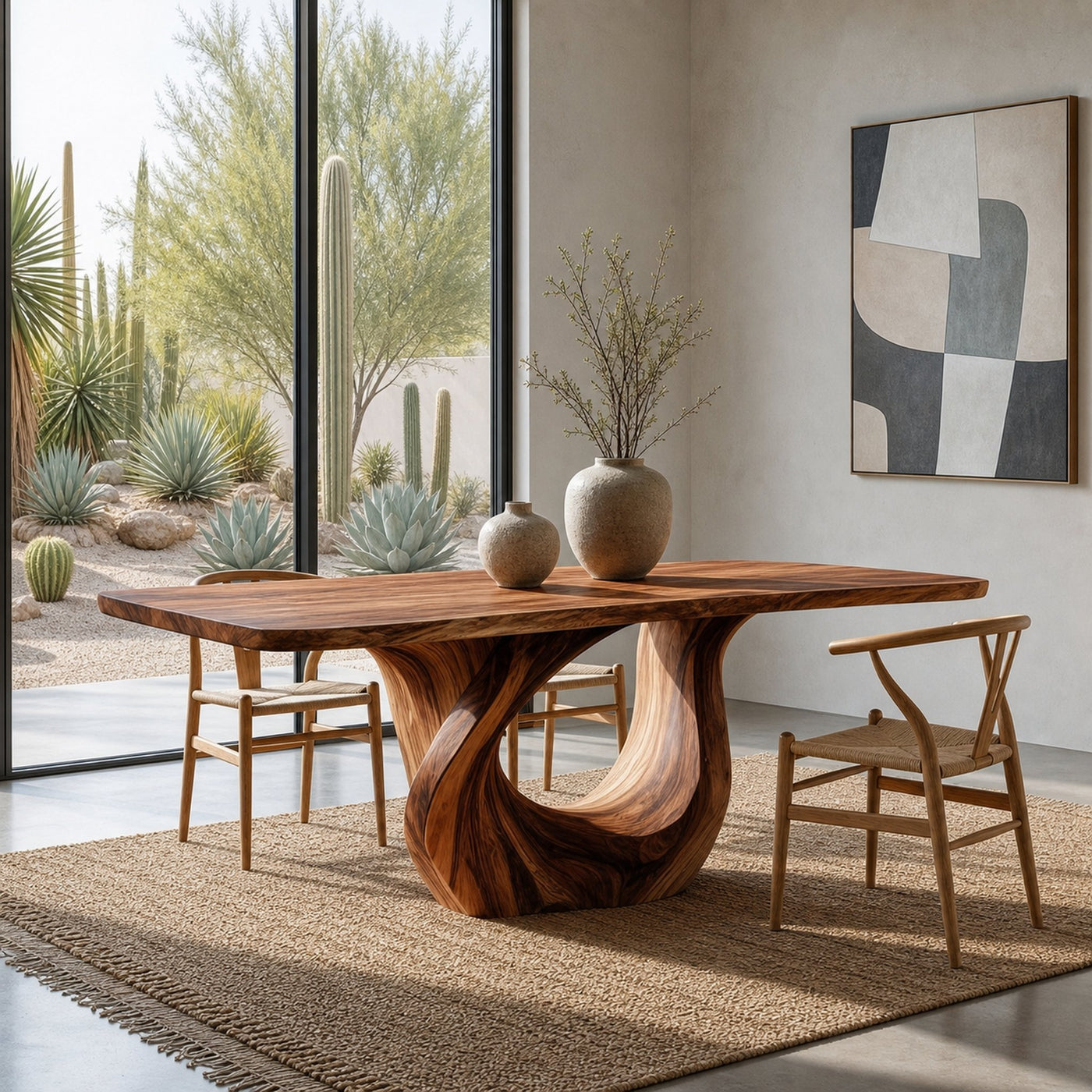 Modern Wooden Dining Table With Sculptural Base For Dining - product view 6