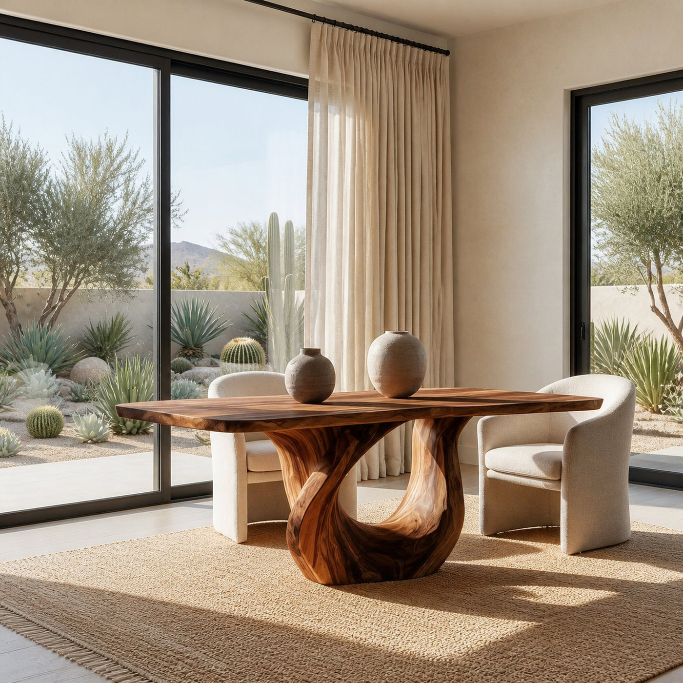 Modern Wooden Dining Table With Sculptural Base For Dining - product view 7