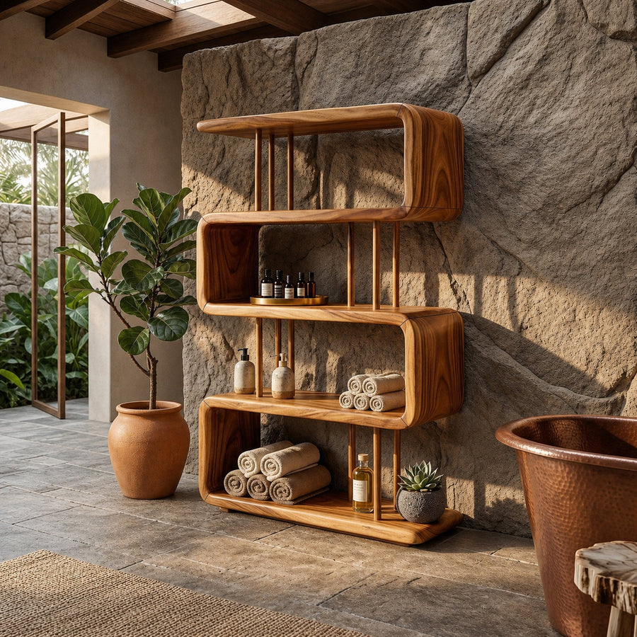 Modern Wooden Display Shelf For Spa Decor