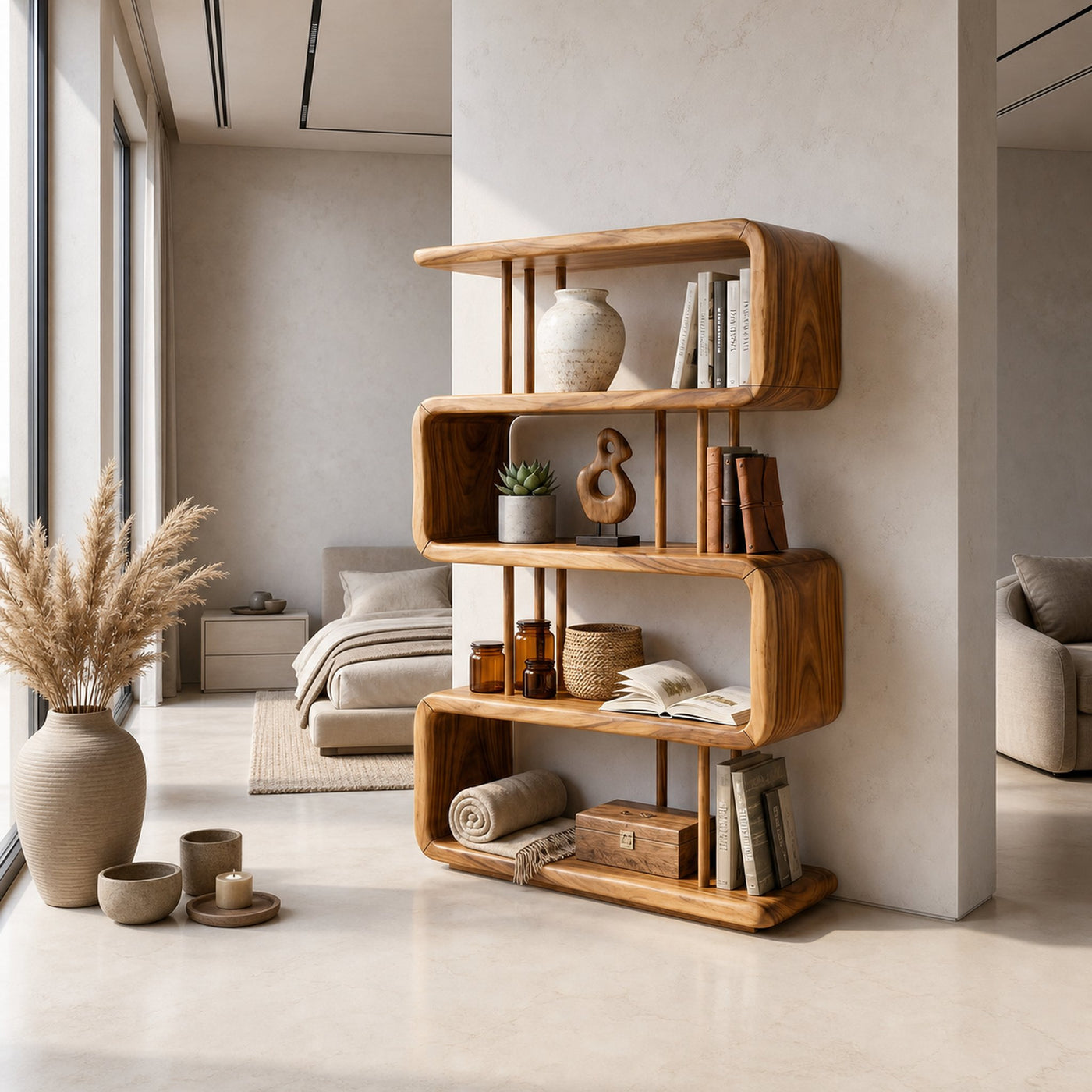 Modern Wooden Display Shelf For Spa Decor - product view 6