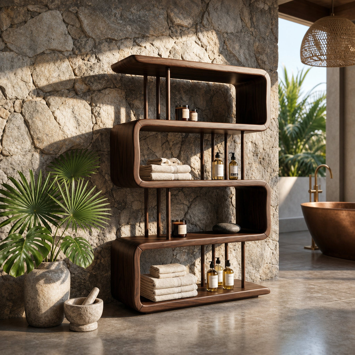 Modern Wooden Display Shelf For Spa Decor - product view 7