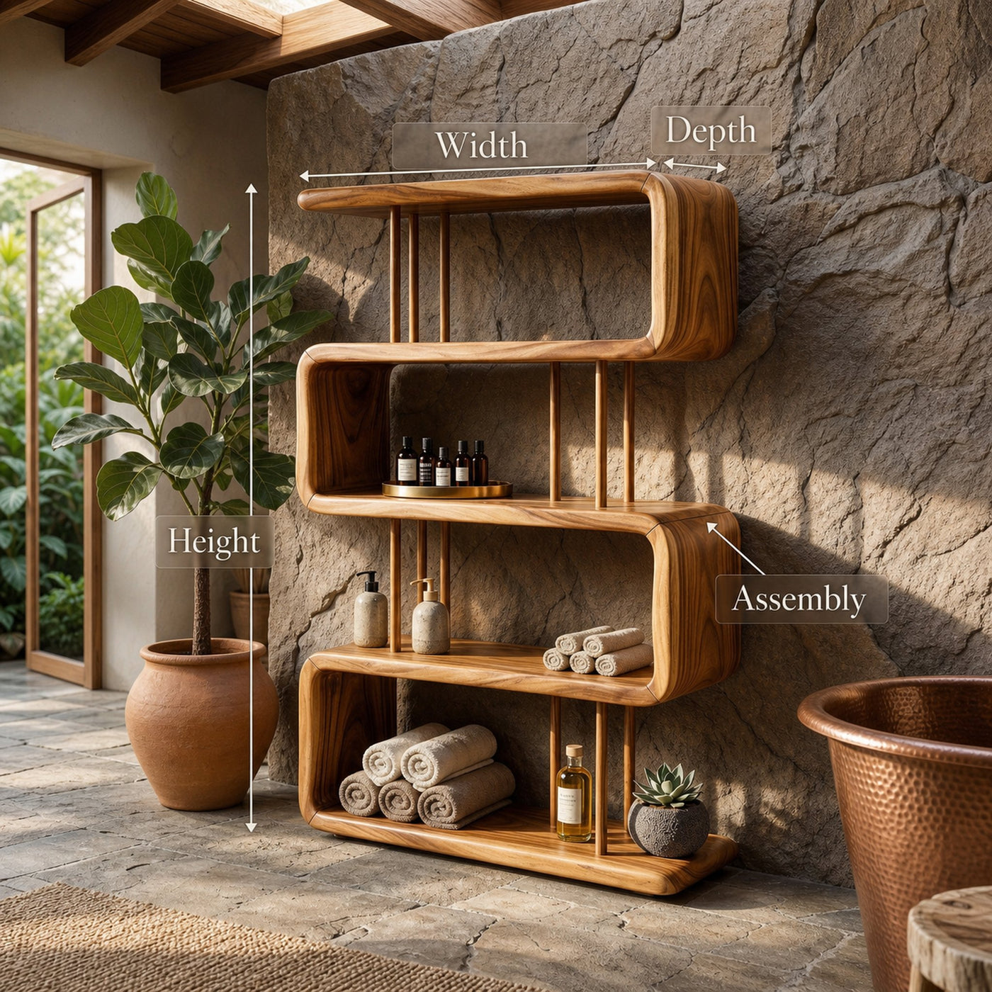 Modern Wooden Display Shelf For Spa Decor - product view 8