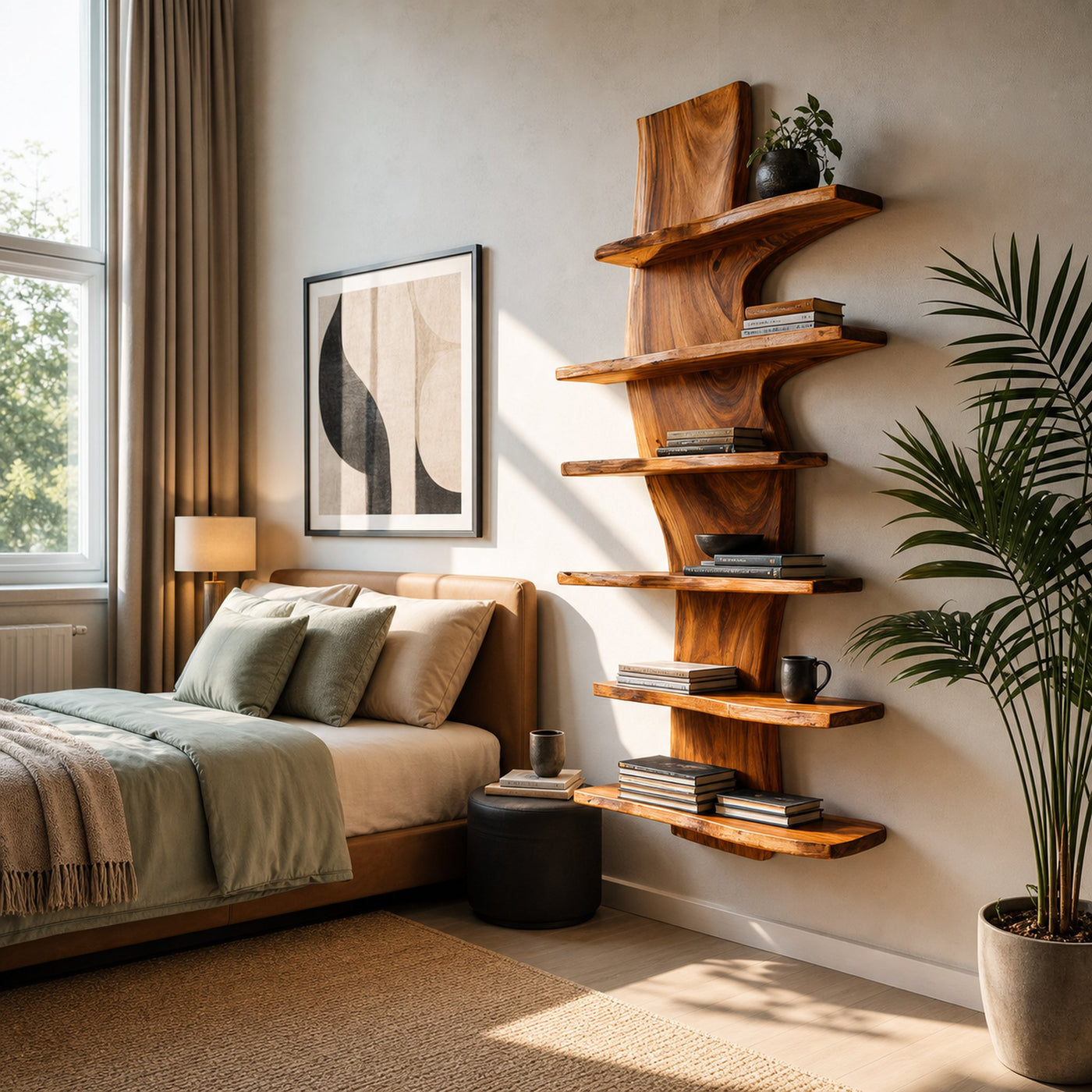Modern Wooden Floating Bookshelf For Living Room Decor - product view 6