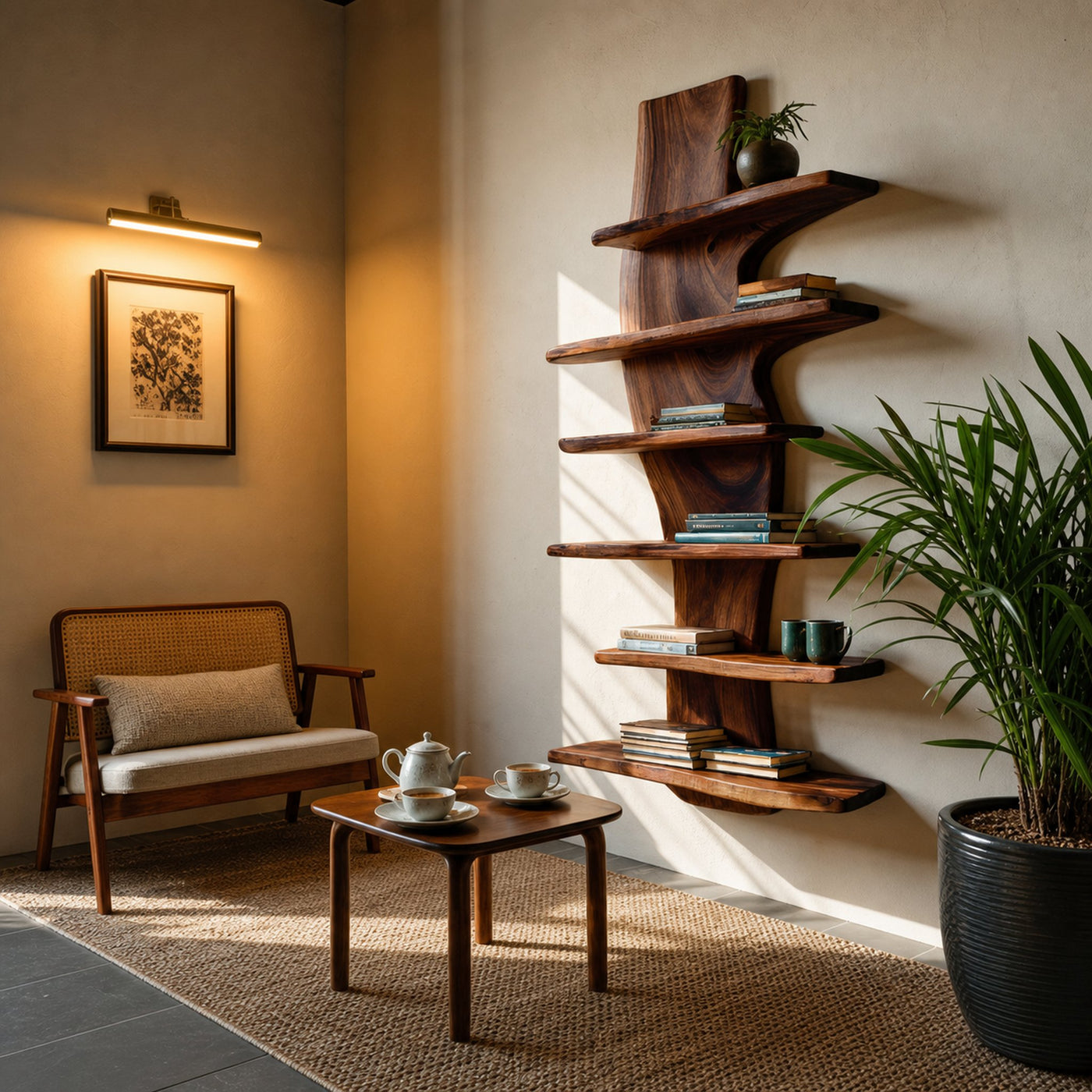 Modern Wooden Floating Bookshelf For Living Room Decor - product view 7