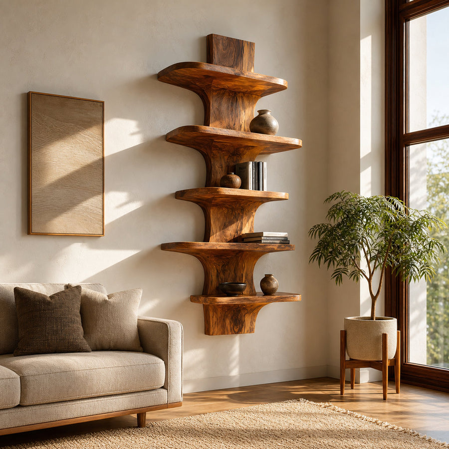 Modern Wooden Floating Bookshelf For Minimalist Home Decor