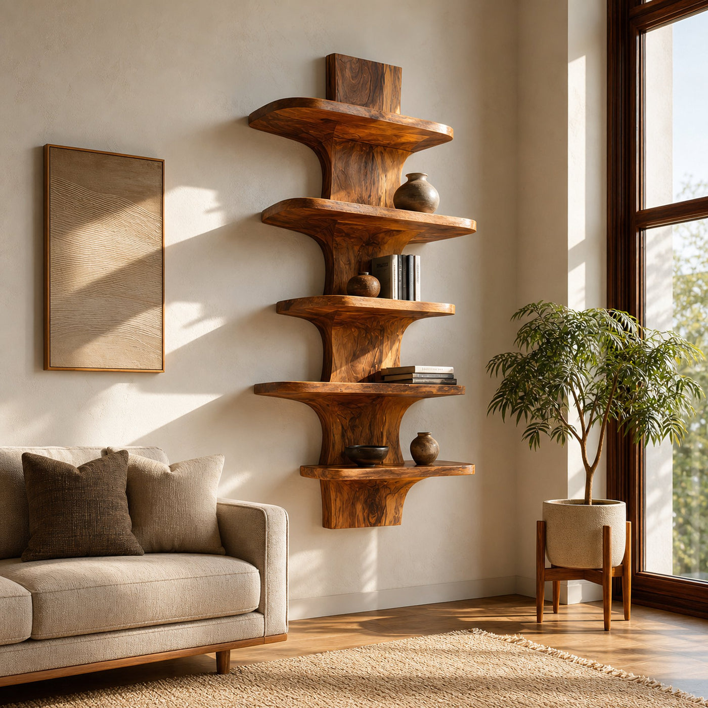 Modern Wooden Floating Bookshelf For Minimalist Home Decor