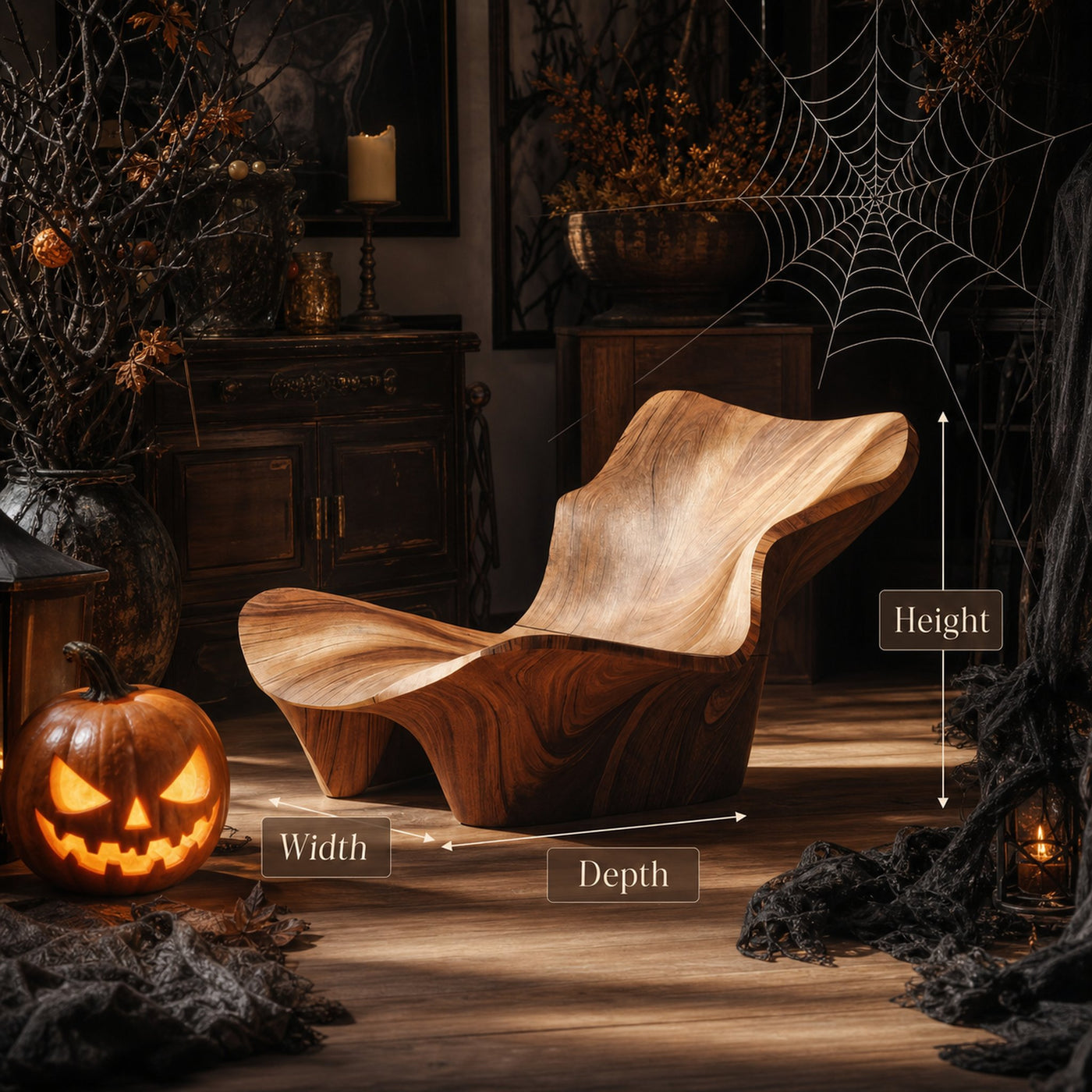 Modern Wooden Live Edge Accent Chair For Living Room Halloween Decor - product view 6