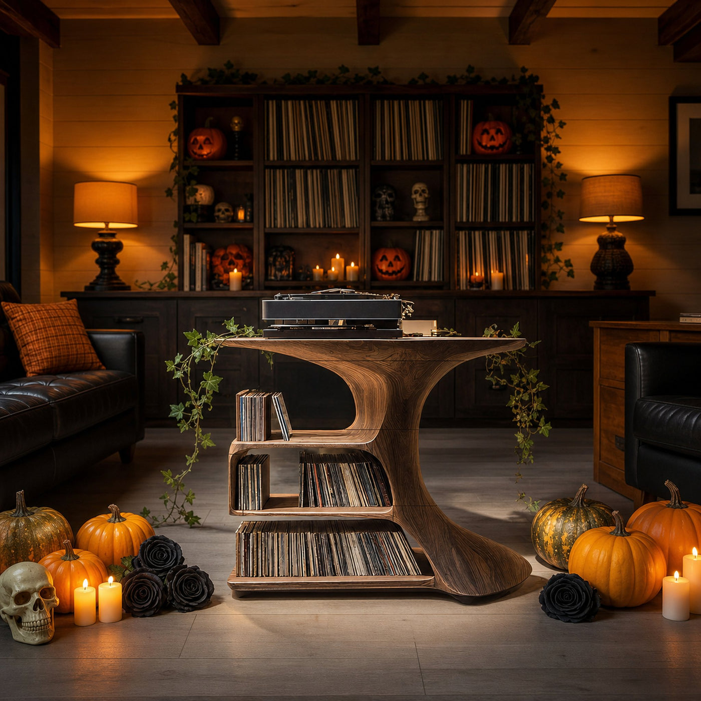 Modern Wooden Live Edge Record Stand For Bedroom Halloween Ideas