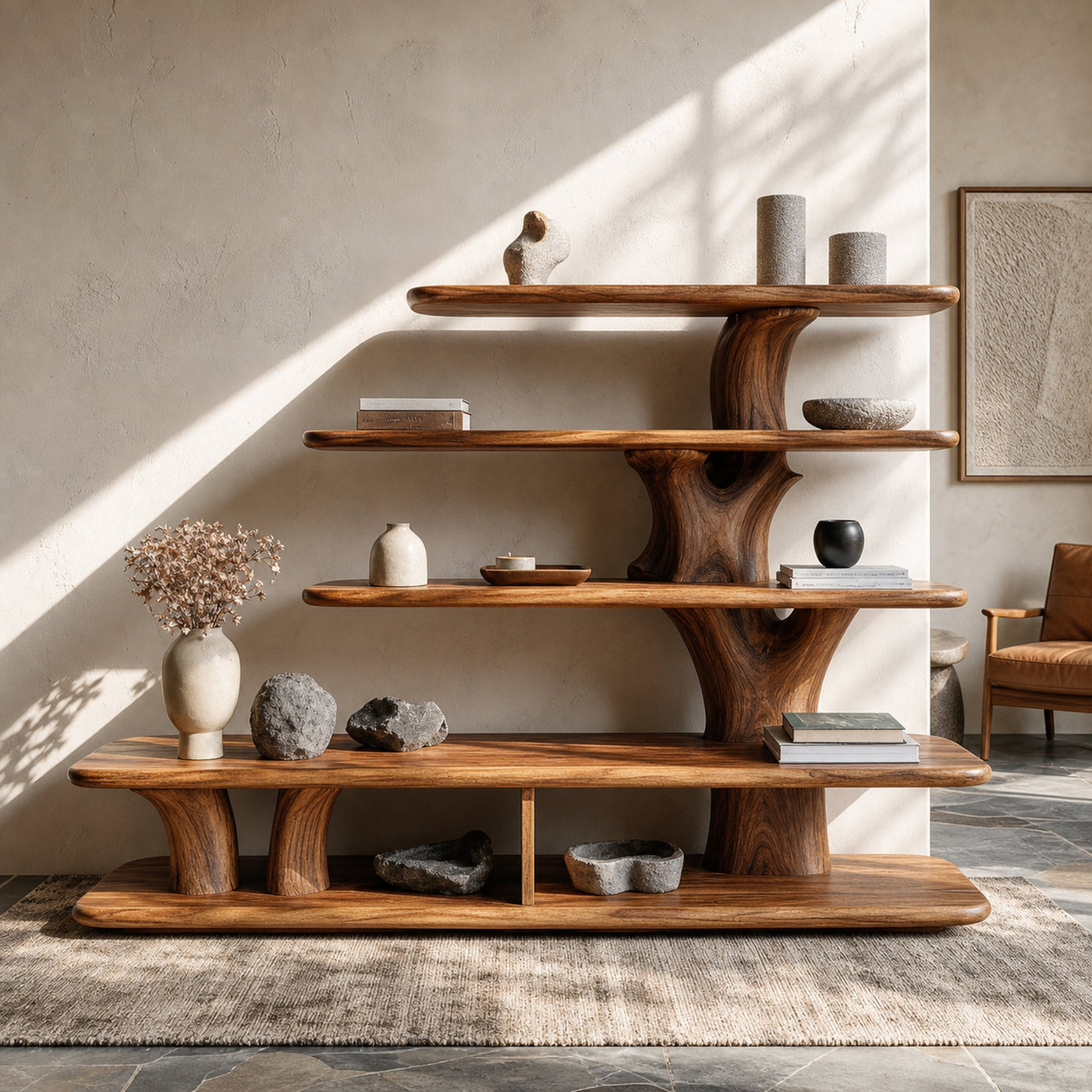 Modern Wooden Open Bookshelf For Modern Interiors
