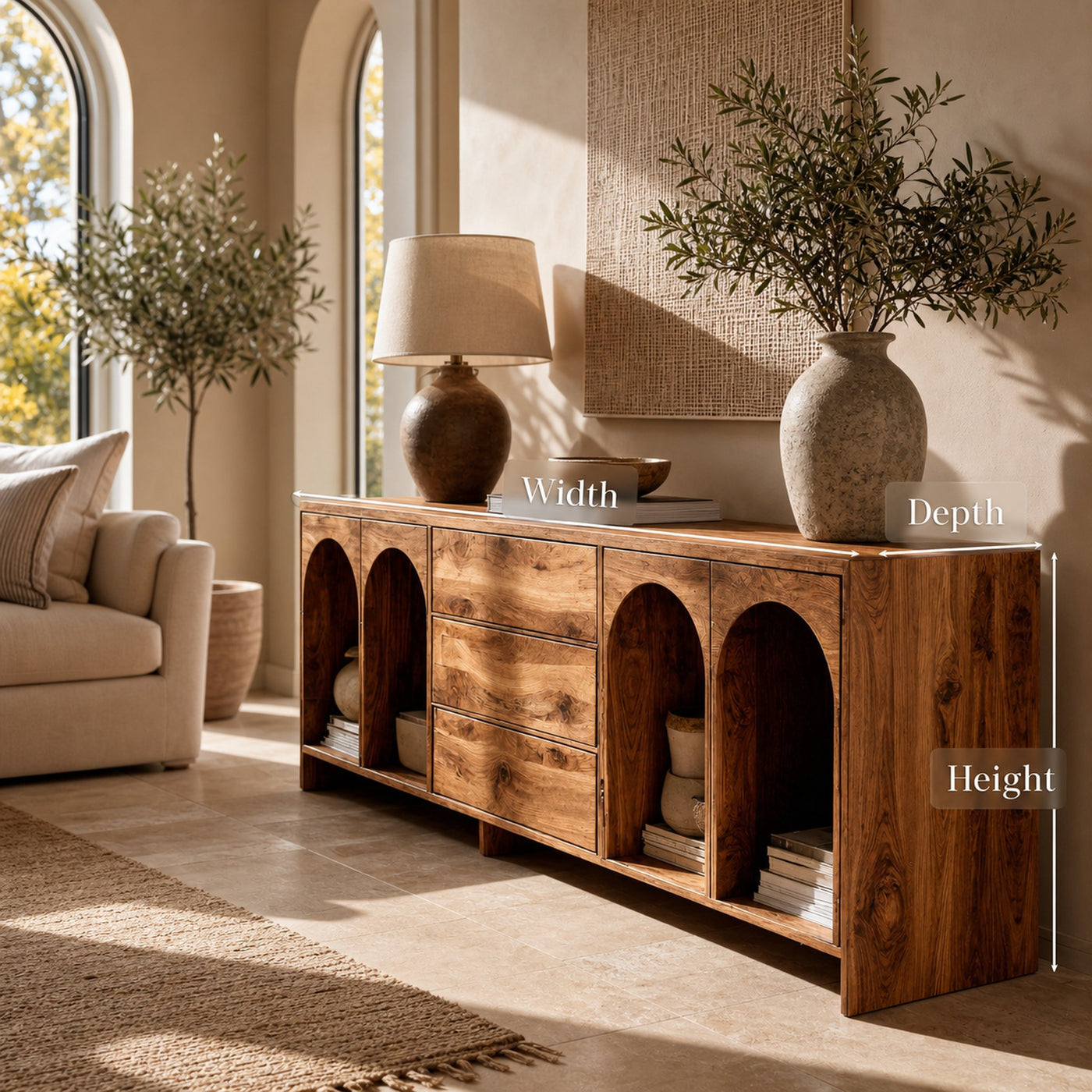Modern Wooden Sideboard With Arched Compartments For Living Room - product view 7