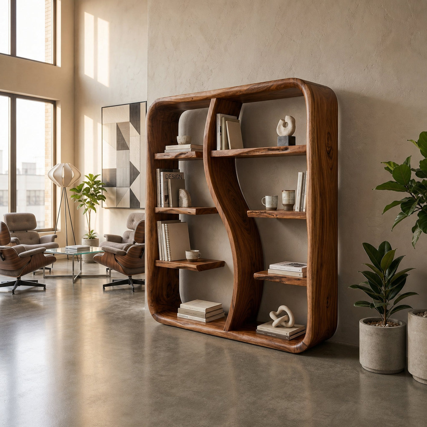 Modern Wooden Storage Bookshelf With Open Shelves - product view 6