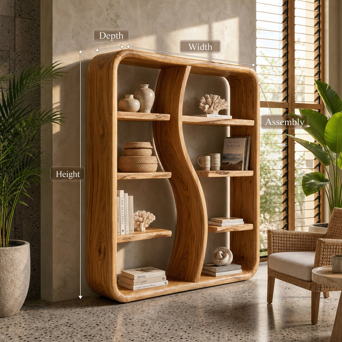 Modern Wooden Storage Bookshelf With Open Shelves - product view 8