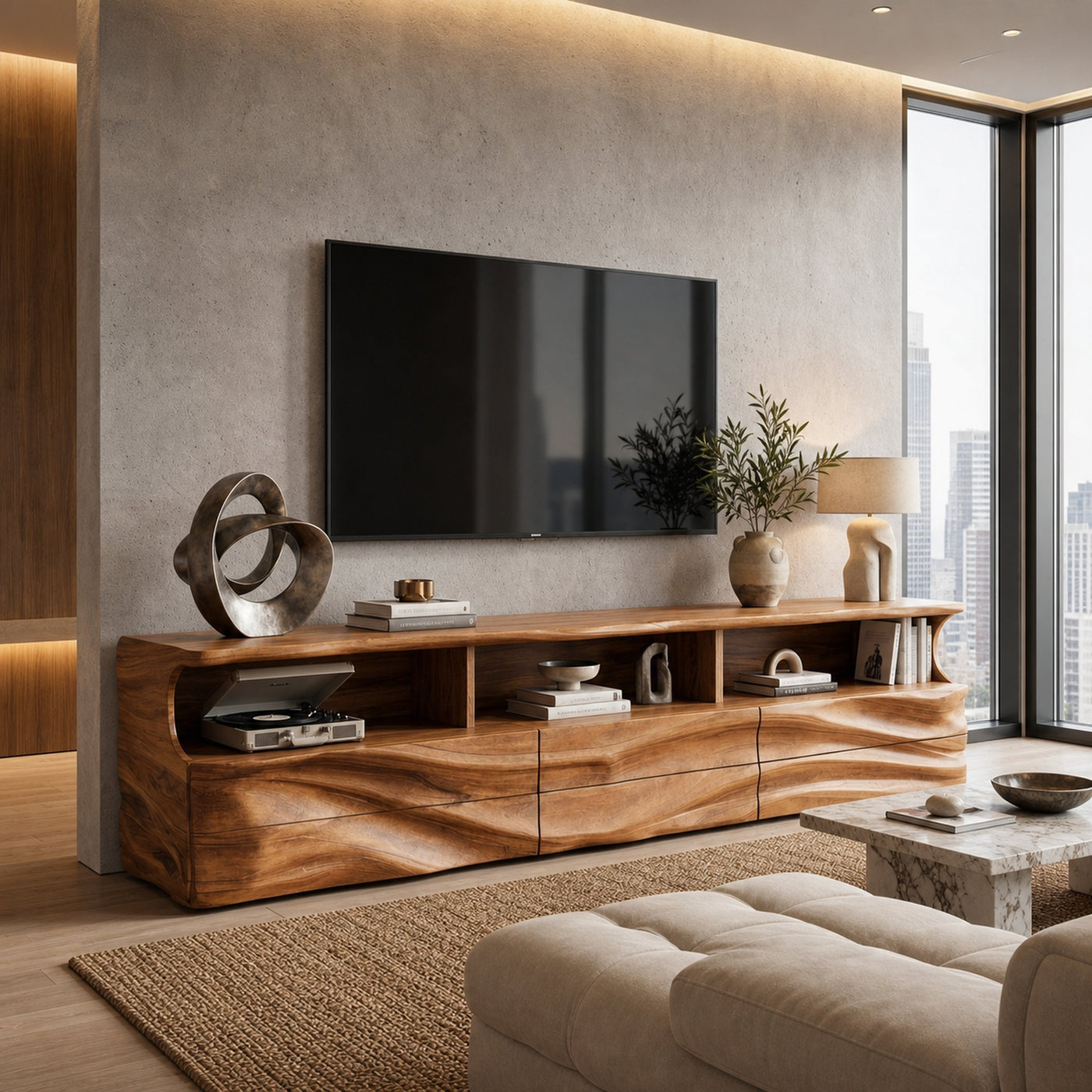 Modern Wooden TV Cabinet For Apartment Interior