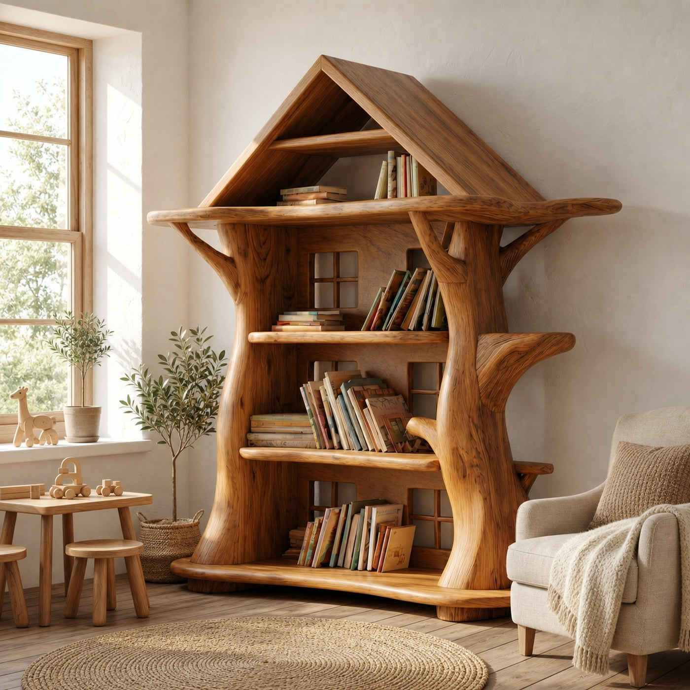 Montessori Tree House Bookshelf For Kids Room And Playroom - product view 6