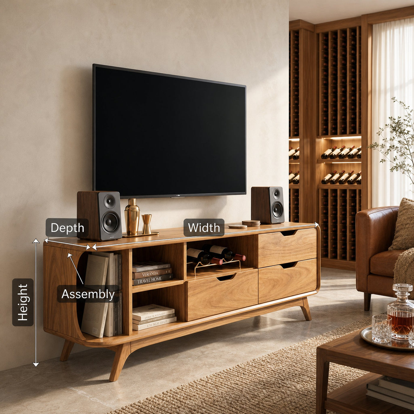 Mountain Carved Media Console For Rustic Living Room - product view 8