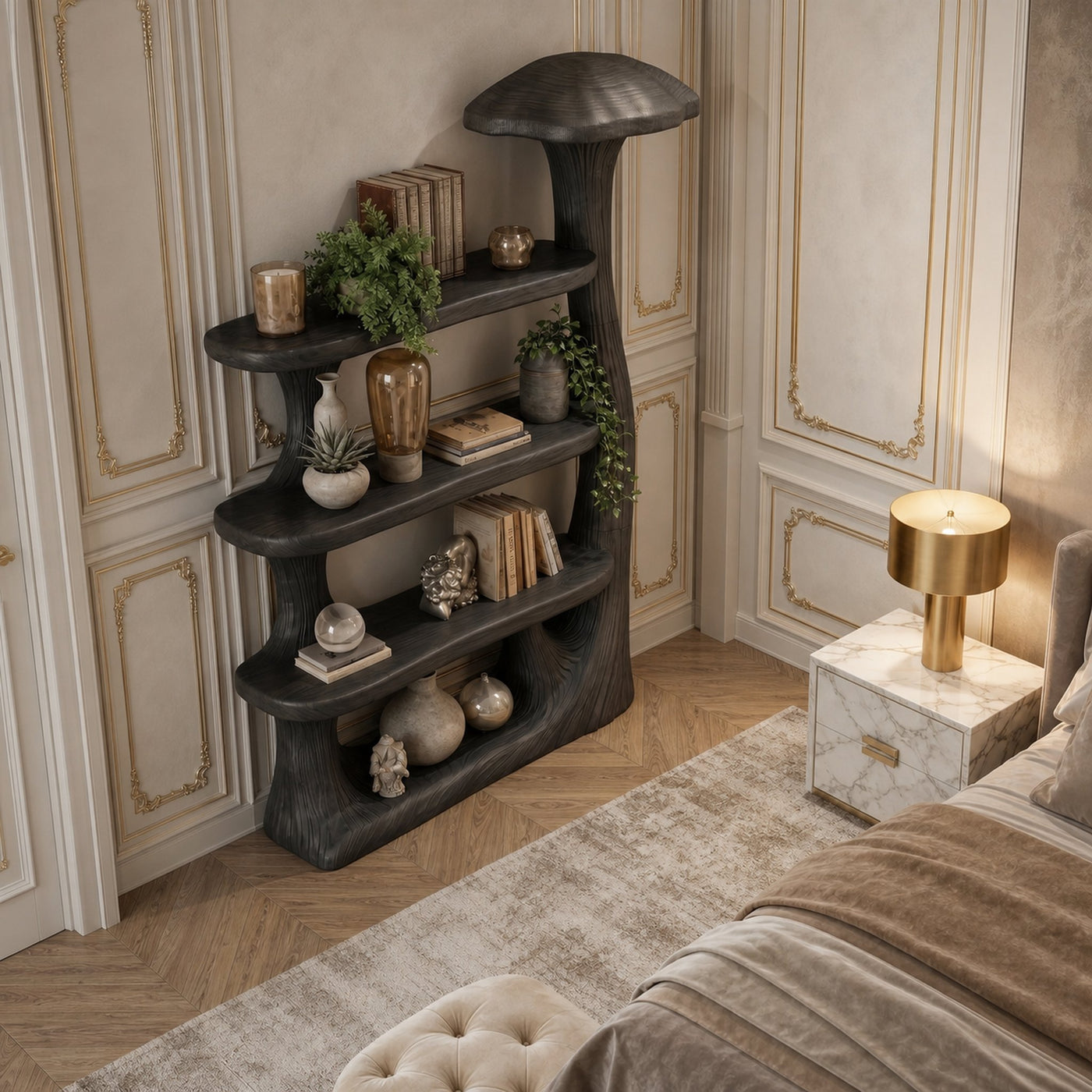 Mushroom Bookshelf Wooden Bookcase Display Shelf For Living Room Bedroom Decor - product view 2