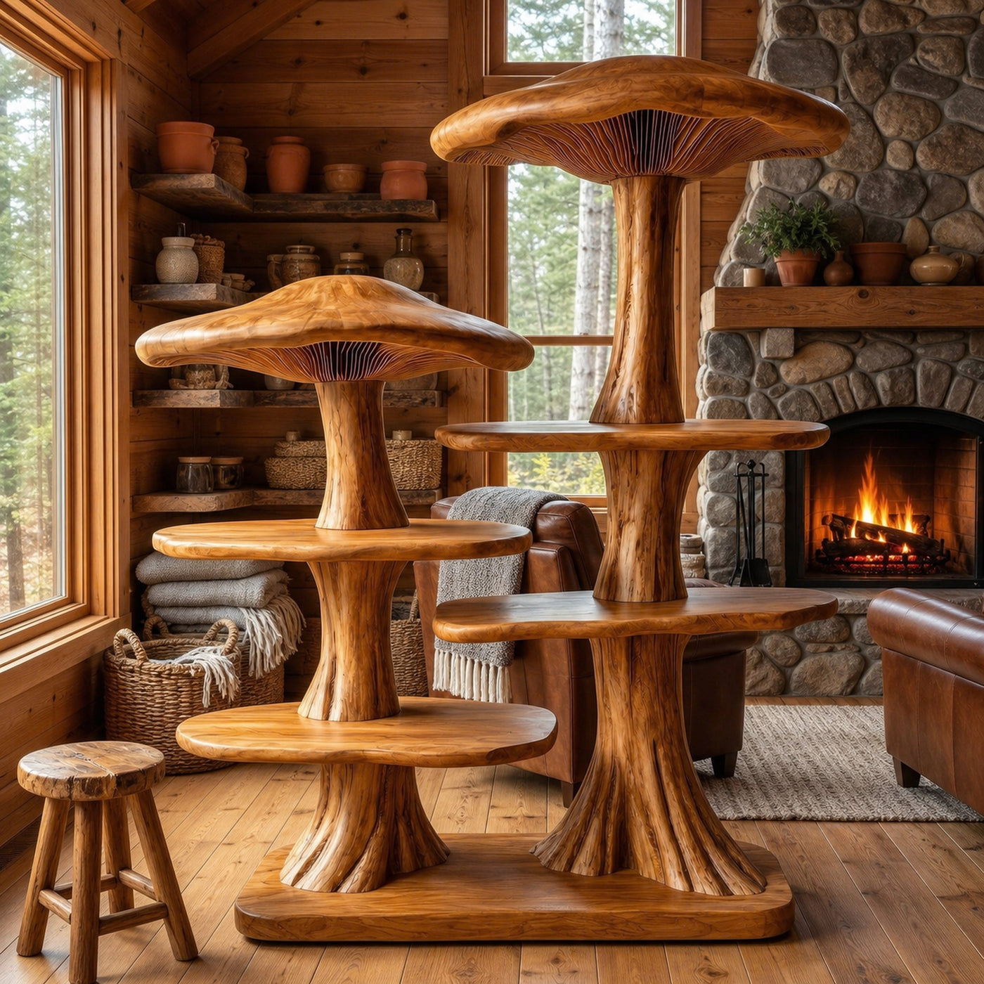 Mushroom Tree Bookshelf With Handcrafted Solid Wood Structure For Reading Corner - product view 6