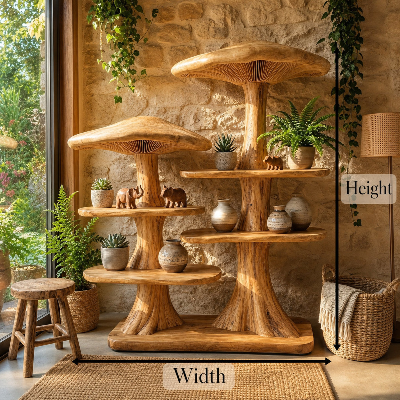 Mushroom Tree Bookshelf With Handcrafted Solid Wood Structure For Reading Corner - product view 8