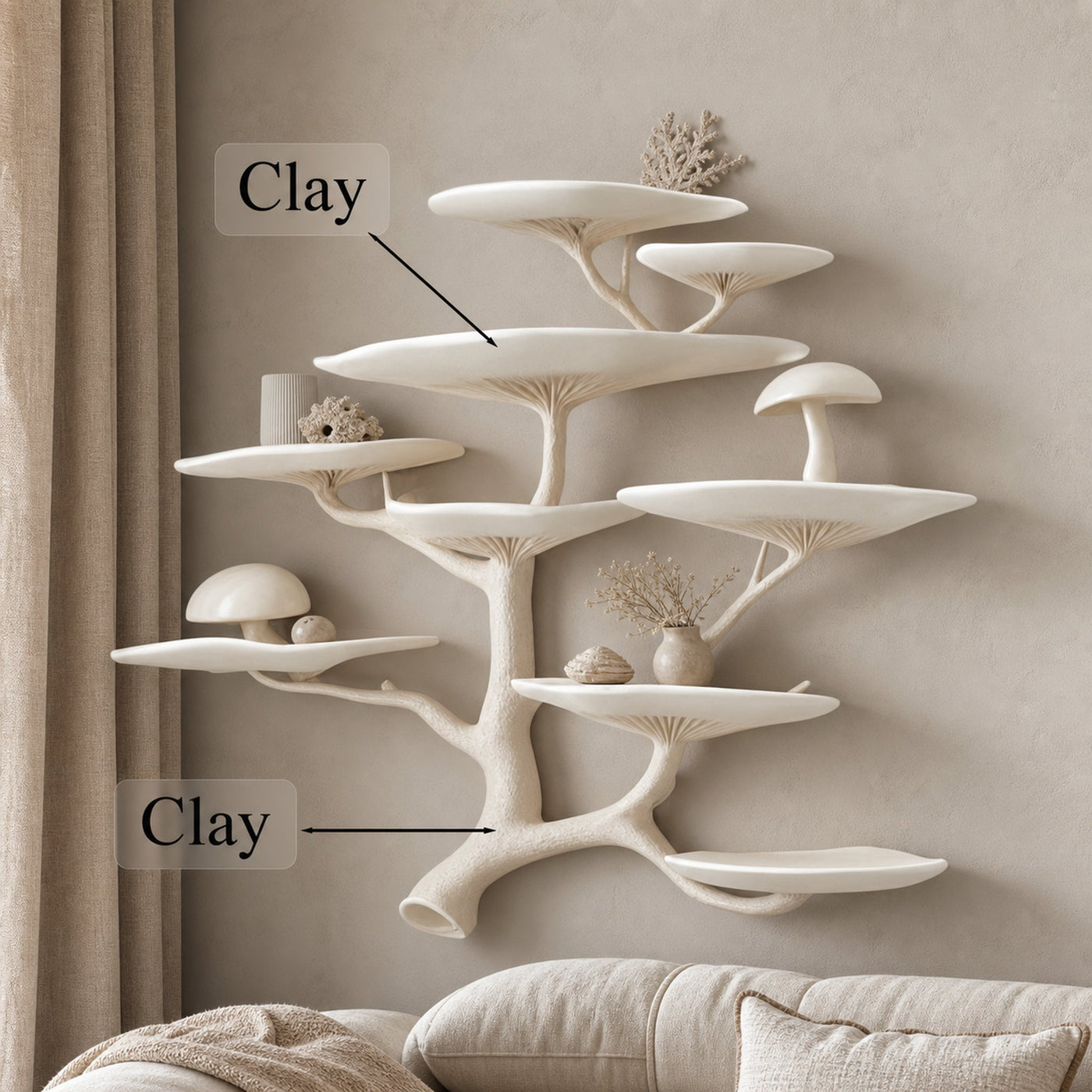 Mushroom Tree Floating Corner Wall Shelf - product view 2