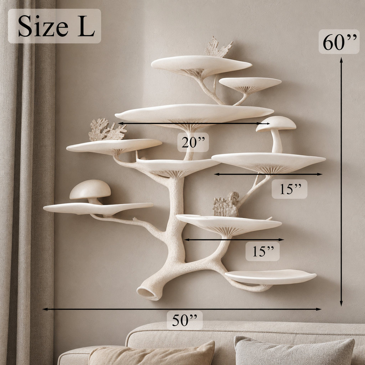 Mushroom Tree Floating Corner Wall Shelf - product view 4