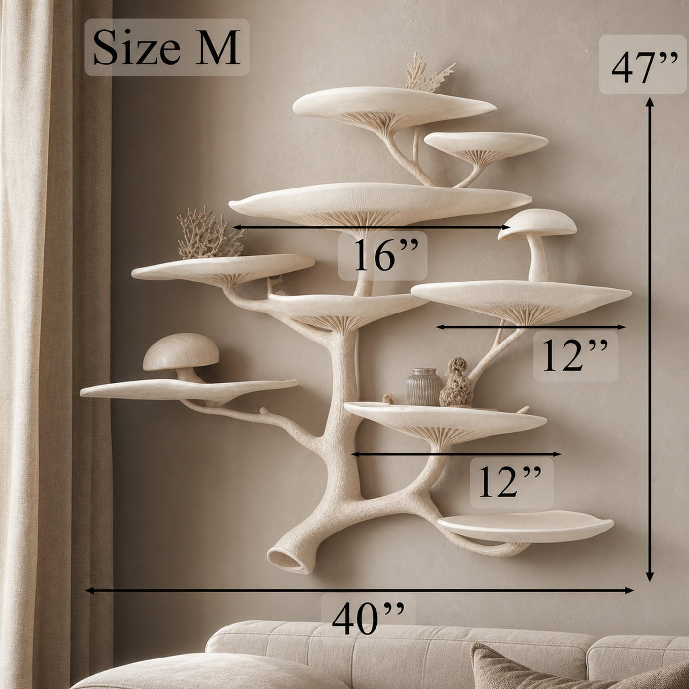 Mushroom Tree Floating Corner Wall Shelf - product view 5